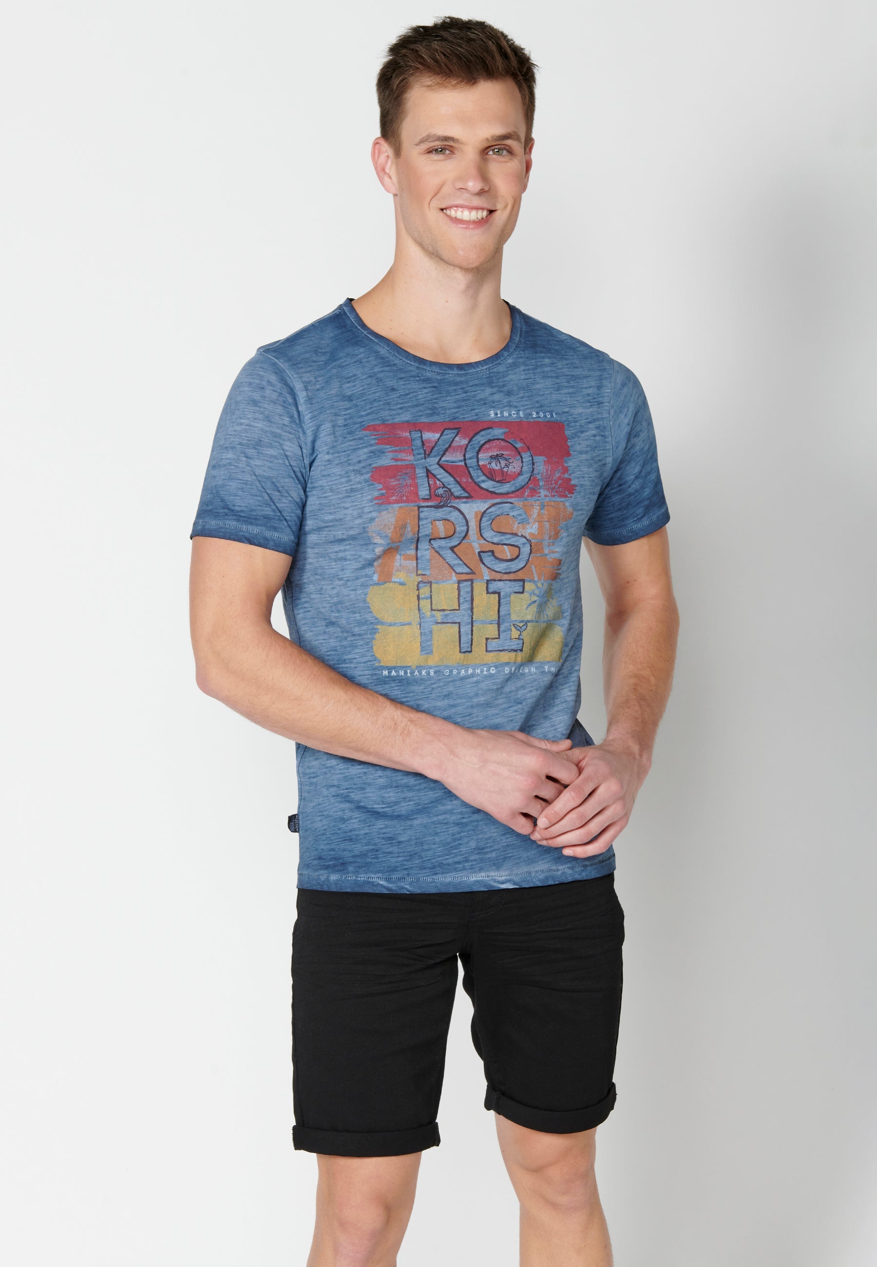 Camiseta Hombre Manga Corta Cuello Redondo Estampada – Koroshi 2311MC29