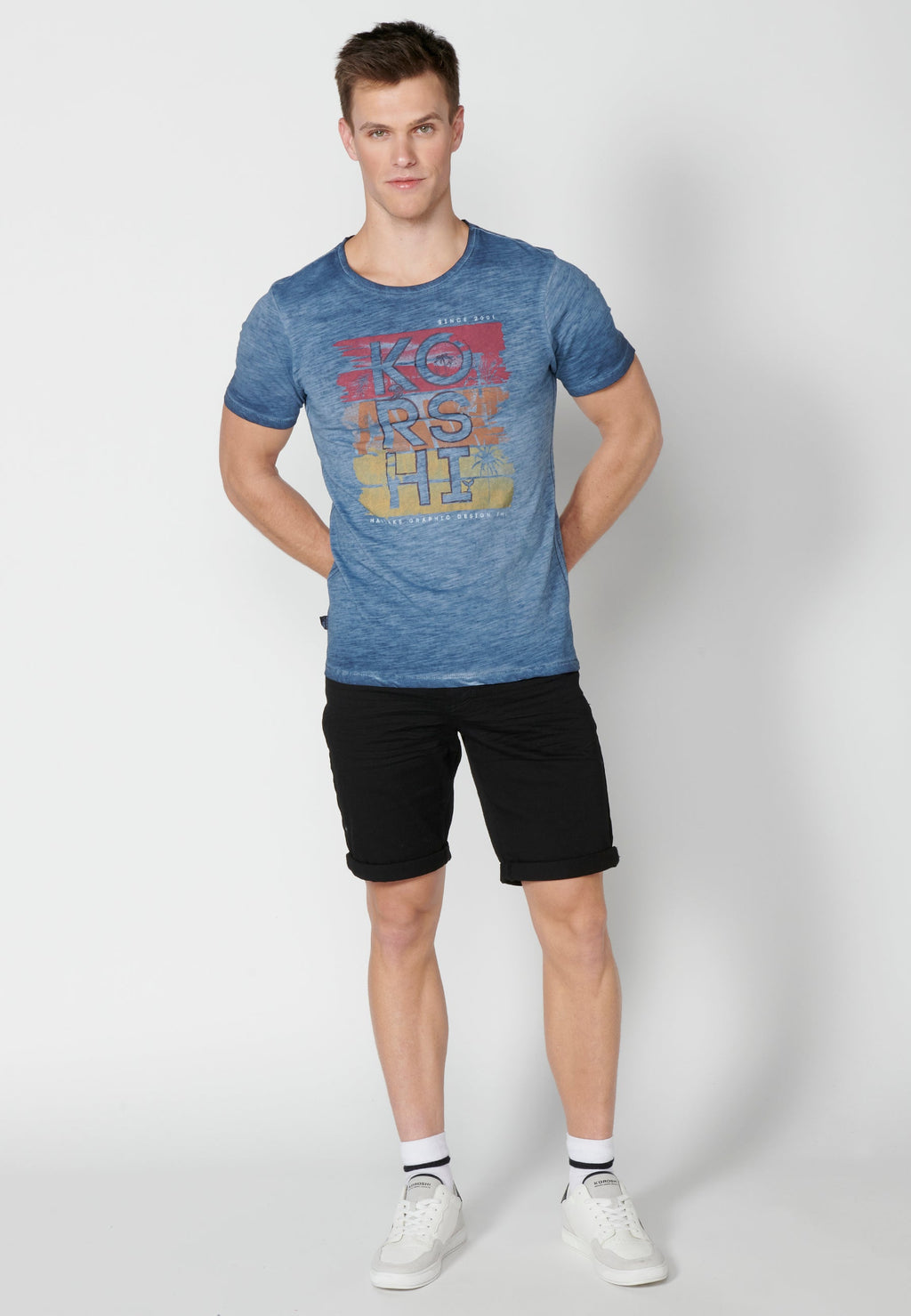 Camiseta Hombre Manga Corta Cuello Redondo Estampada – Koroshi 2311MC29