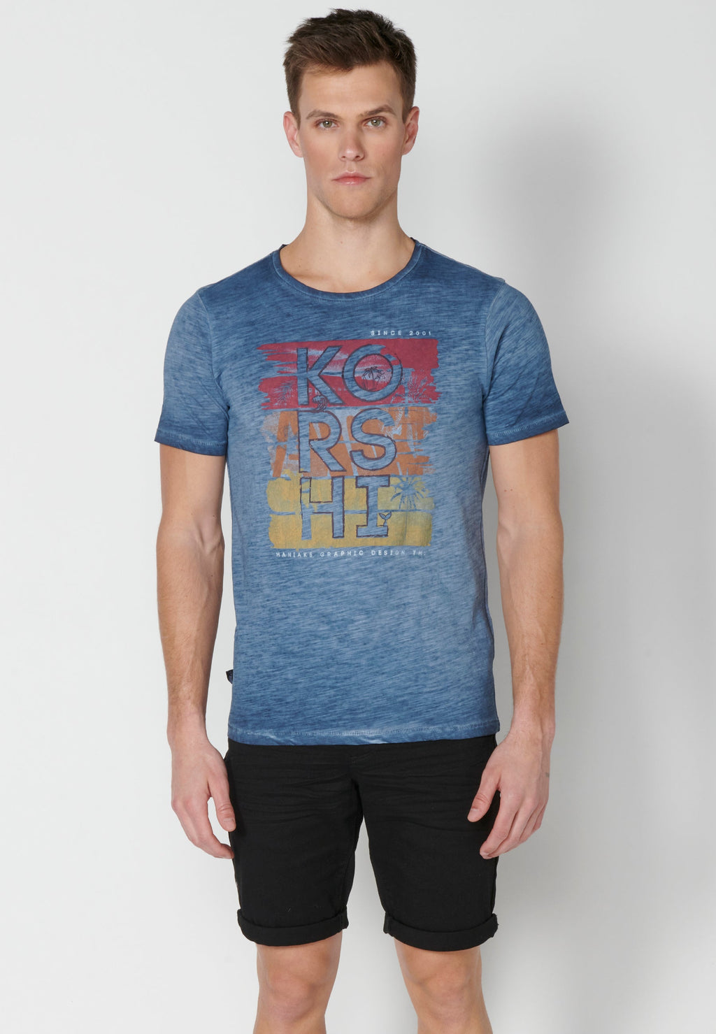 Camiseta Hombre Manga Corta Cuello Redondo Estampada – Koroshi 2311MC29