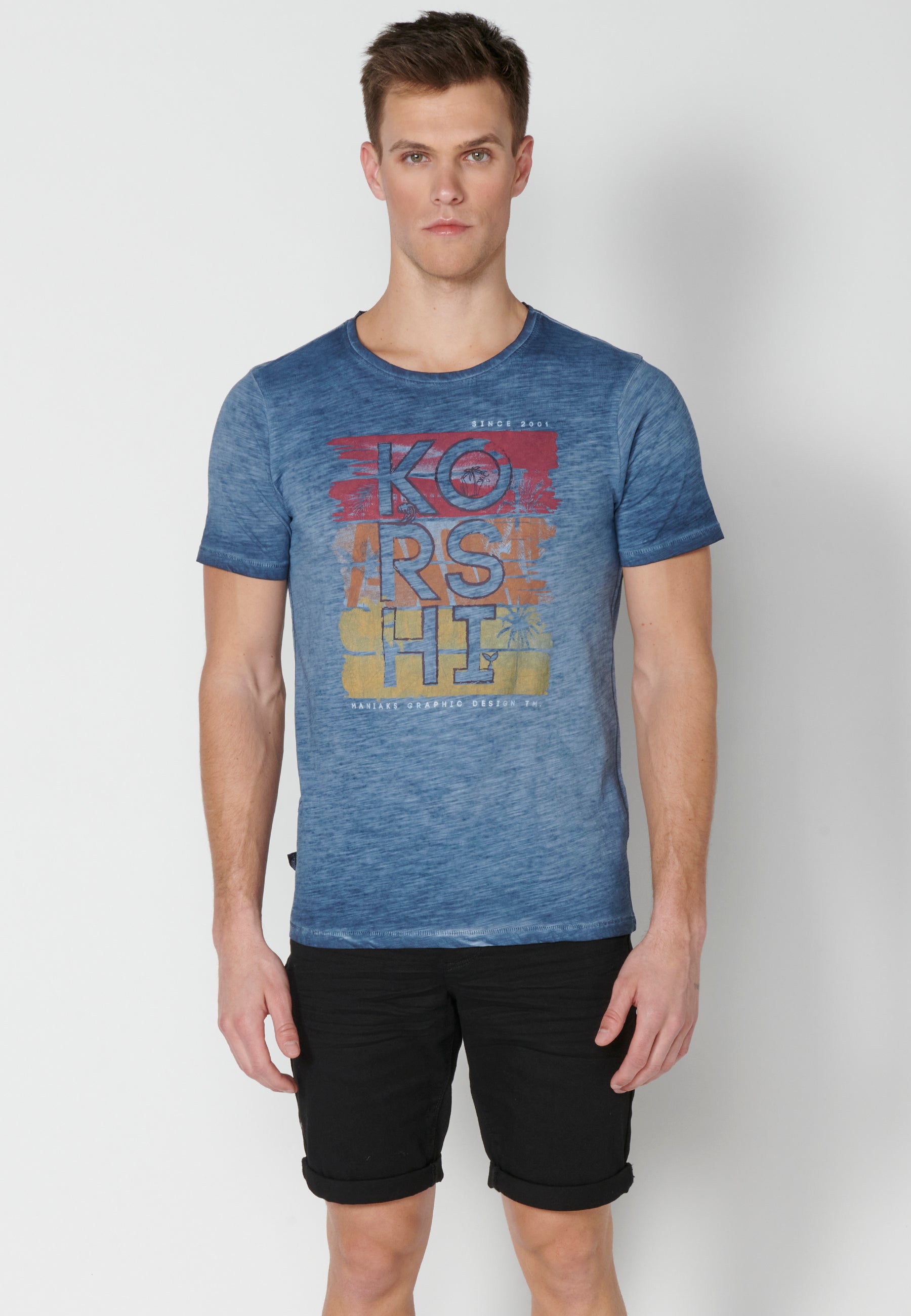 Camiseta Hombre Manga Corta Cuello Redondo Estampada – Koroshi 2311MC29