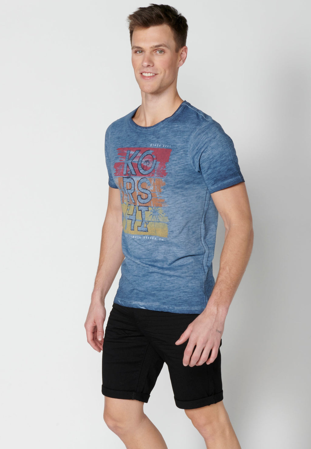 Camiseta Hombre Manga Corta Cuello Redondo Estampada – Koroshi 2311MC29