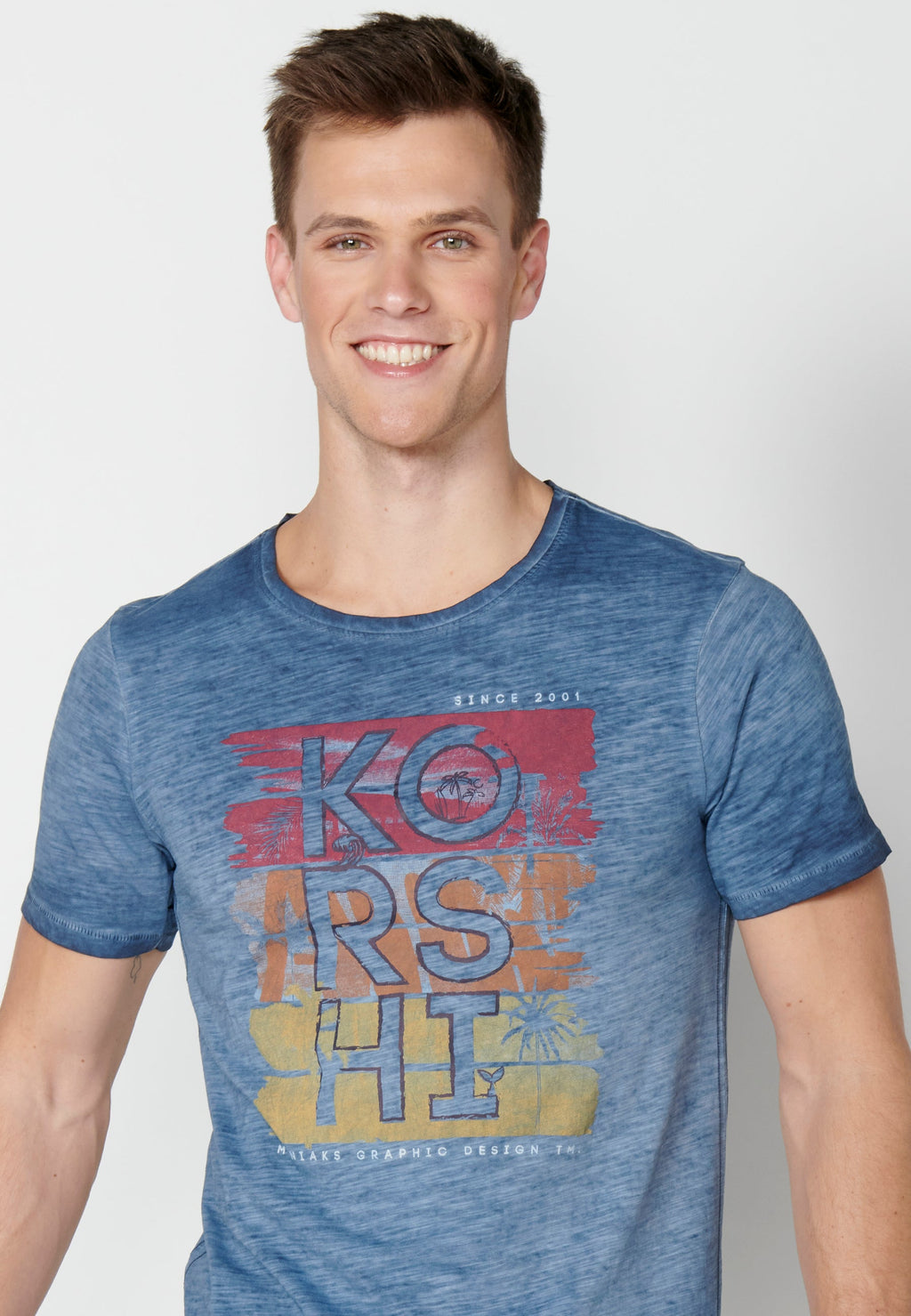 Camiseta Hombre Manga Corta Cuello Redondo Estampada – Koroshi 2311MC29