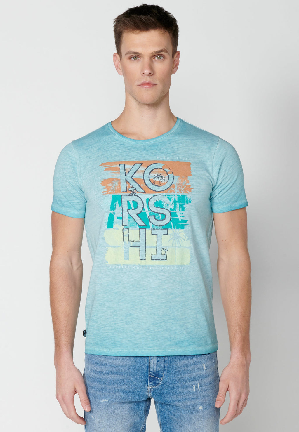 Camiseta Hombre Manga Corta Cuello Redondo Estampada – Koroshi 2311MC29