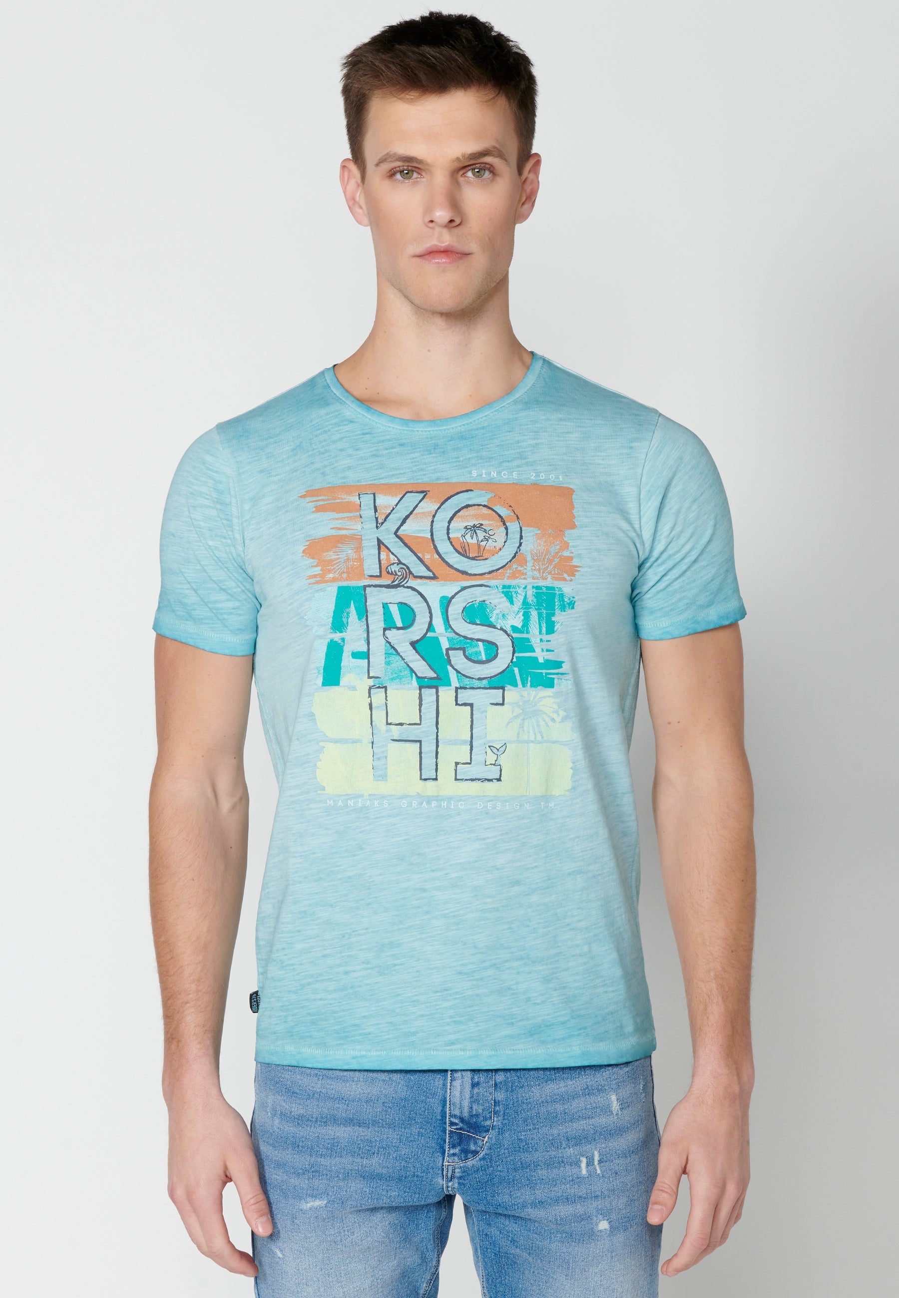 Camiseta Hombre Manga Corta Cuello Redondo Estampada – Koroshi 2311MC29