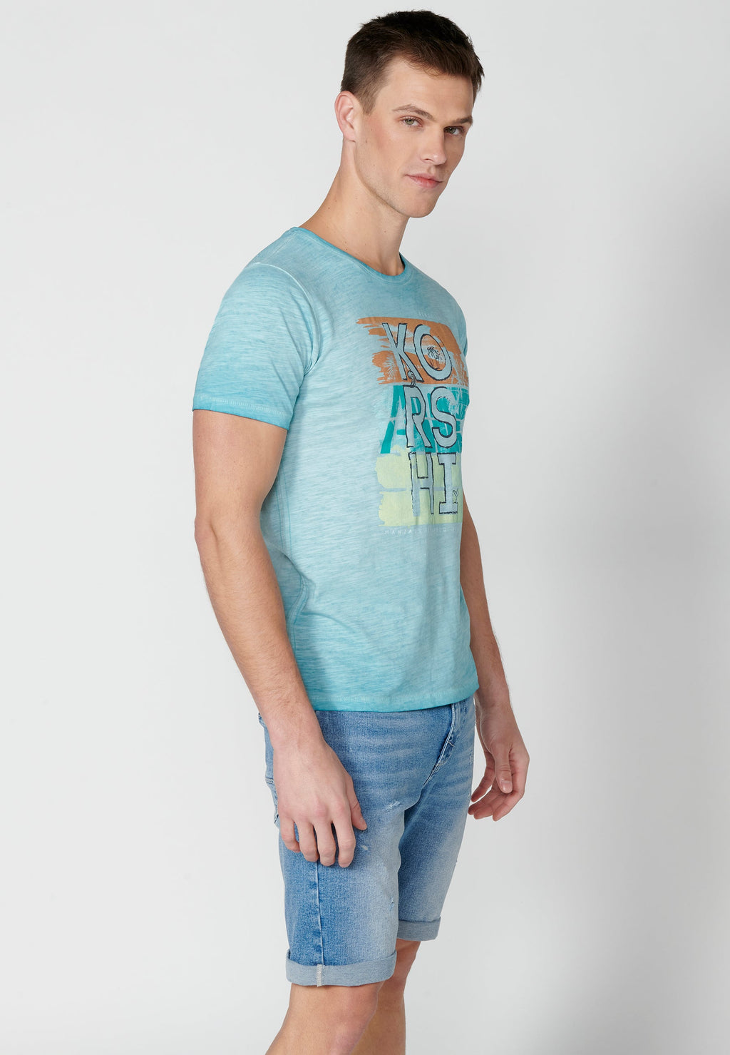 Camiseta Hombre Manga Corta Cuello Redondo Estampada – Koroshi 2311MC29