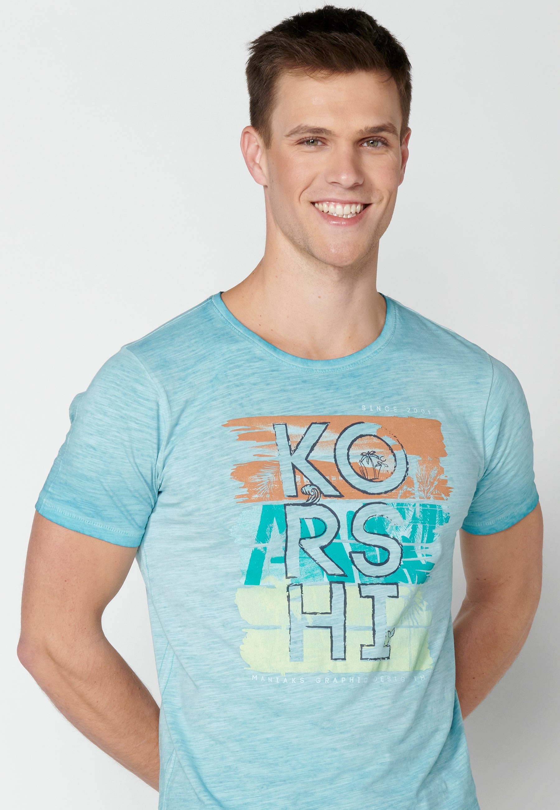 Camiseta Hombre Manga Corta Cuello Redondo Estampada – Koroshi 2311MC29