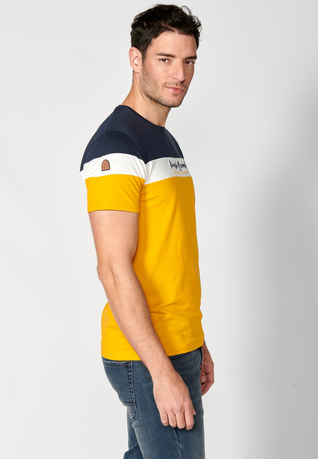 Camiseta Hombre Manga Corta Cuello Redondo Color Block – Koroshi 2311MC34