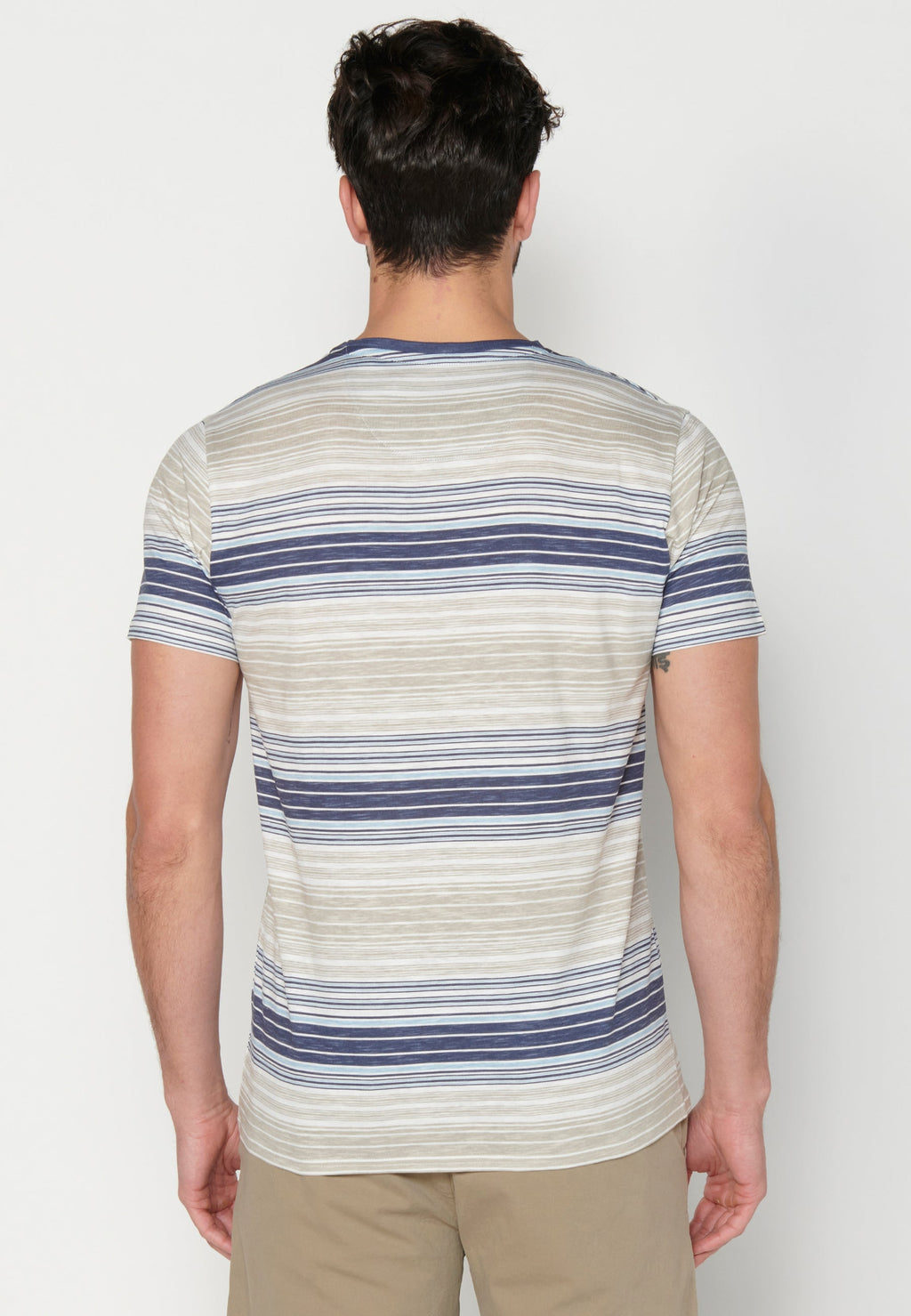 Camiseta Hombre Manga Corta Cuello Redondo a Rayas – Koroshi 2311MC35