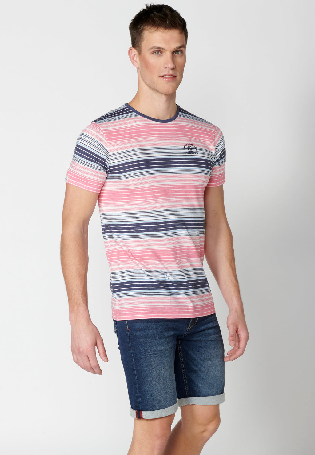 Camiseta Hombre Manga Corta Cuello Redondo a Rayas – Koroshi 2311MC35