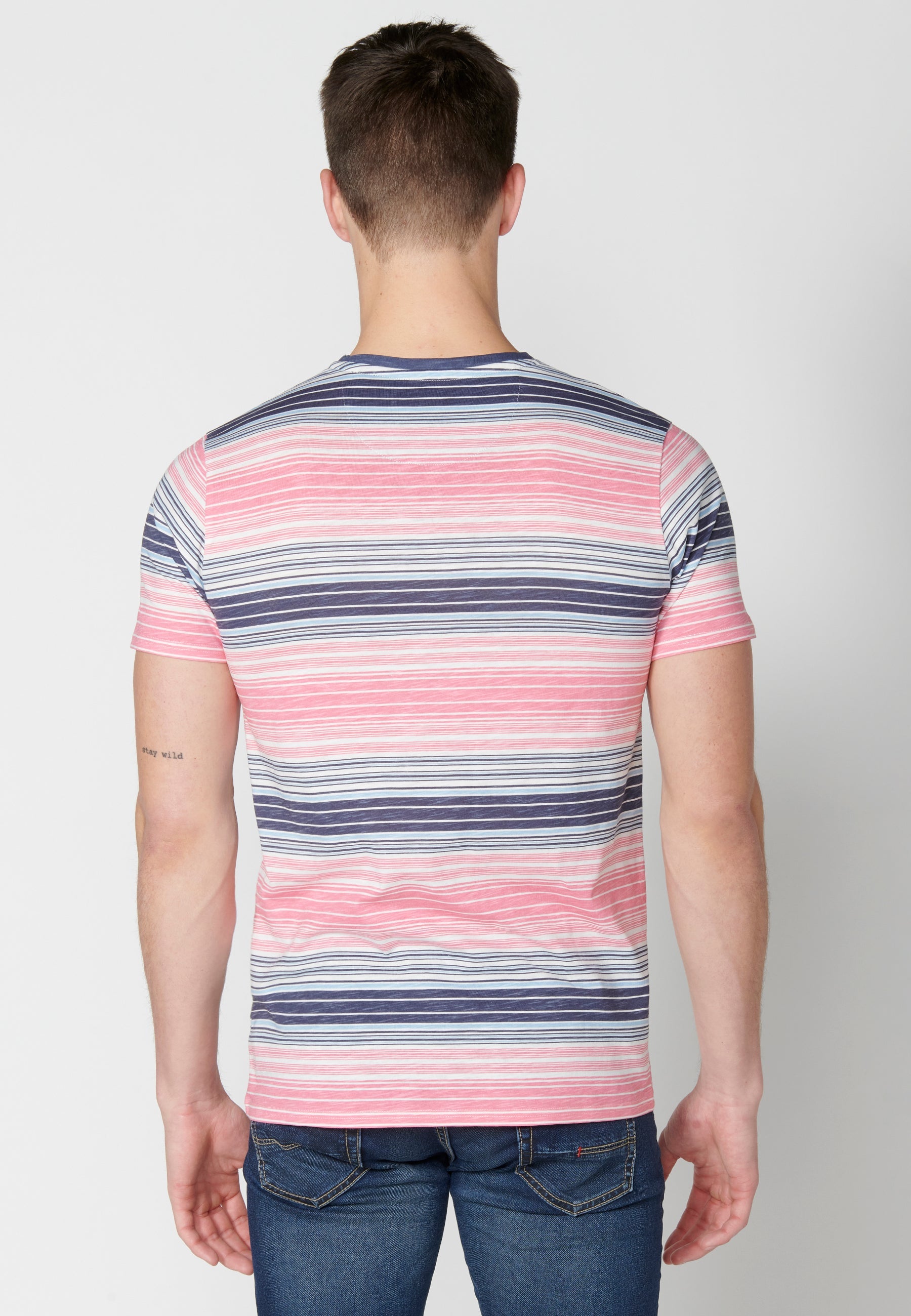 Camiseta Hombre Manga Corta Cuello Redondo a Rayas – Koroshi 2311MC35