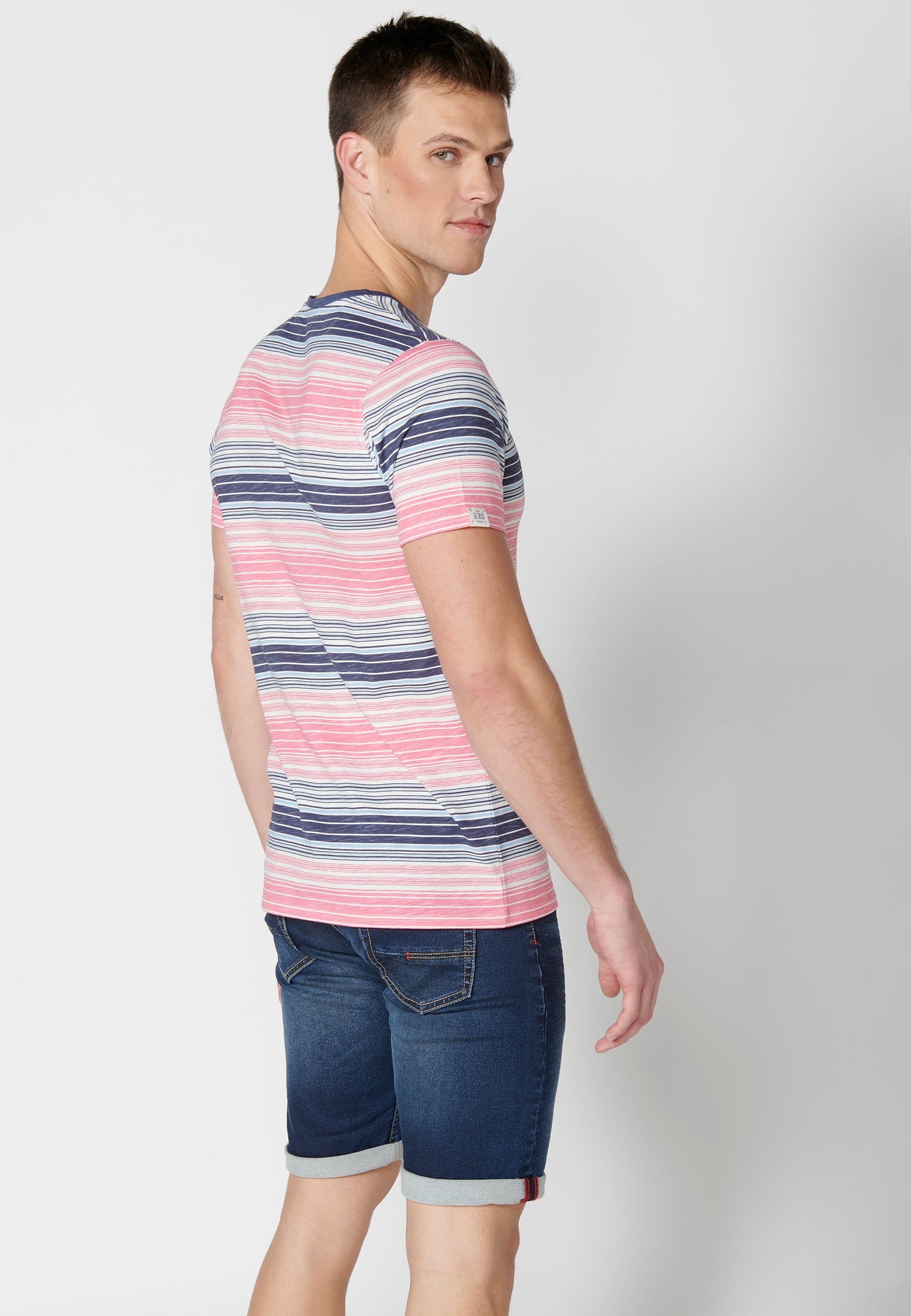 Camiseta Hombre Manga Corta Cuello Redondo a Rayas – Koroshi 2311MC35