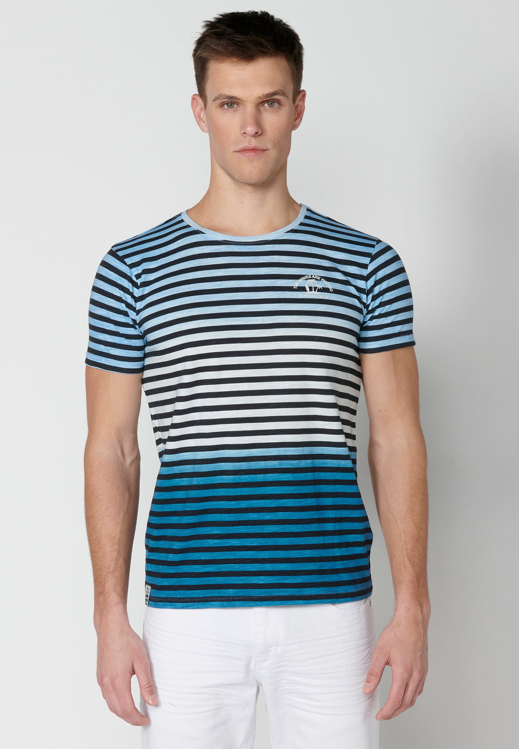 Camiseta Hombre Manga Corta Cuello Redondo a Rayas – Koroshi 2311MC37