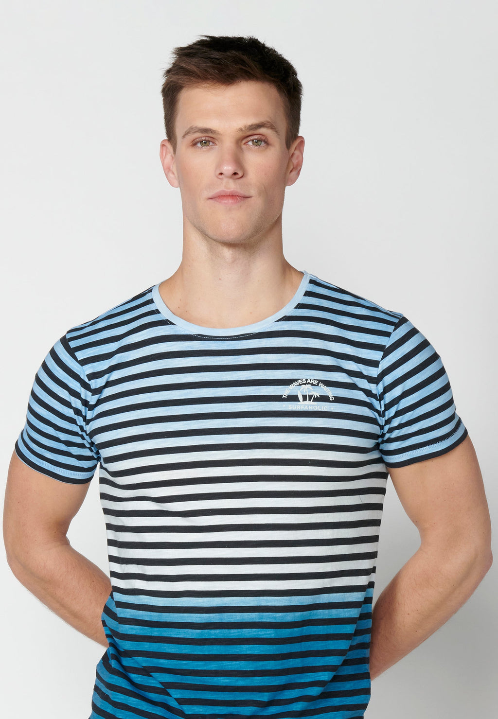 Camiseta Hombre Manga Corta Cuello Redondo a Rayas – Koroshi 2311MC37