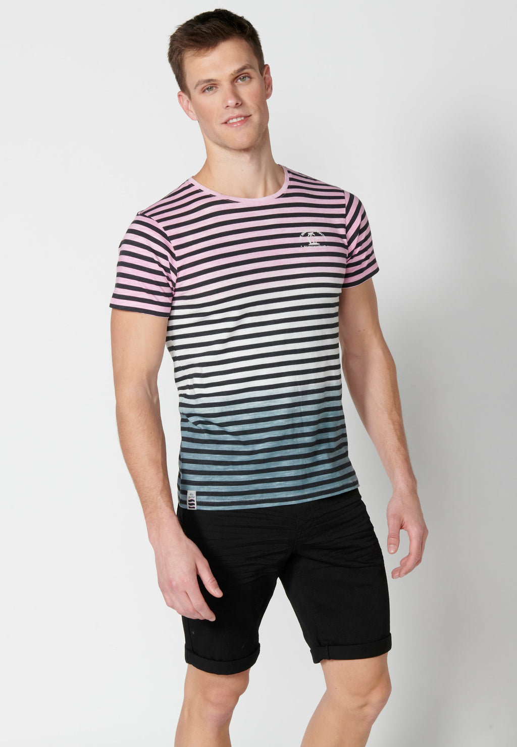 Camiseta Hombre Manga Corta Cuello Redondo a Rayas – Koroshi 2311MC37