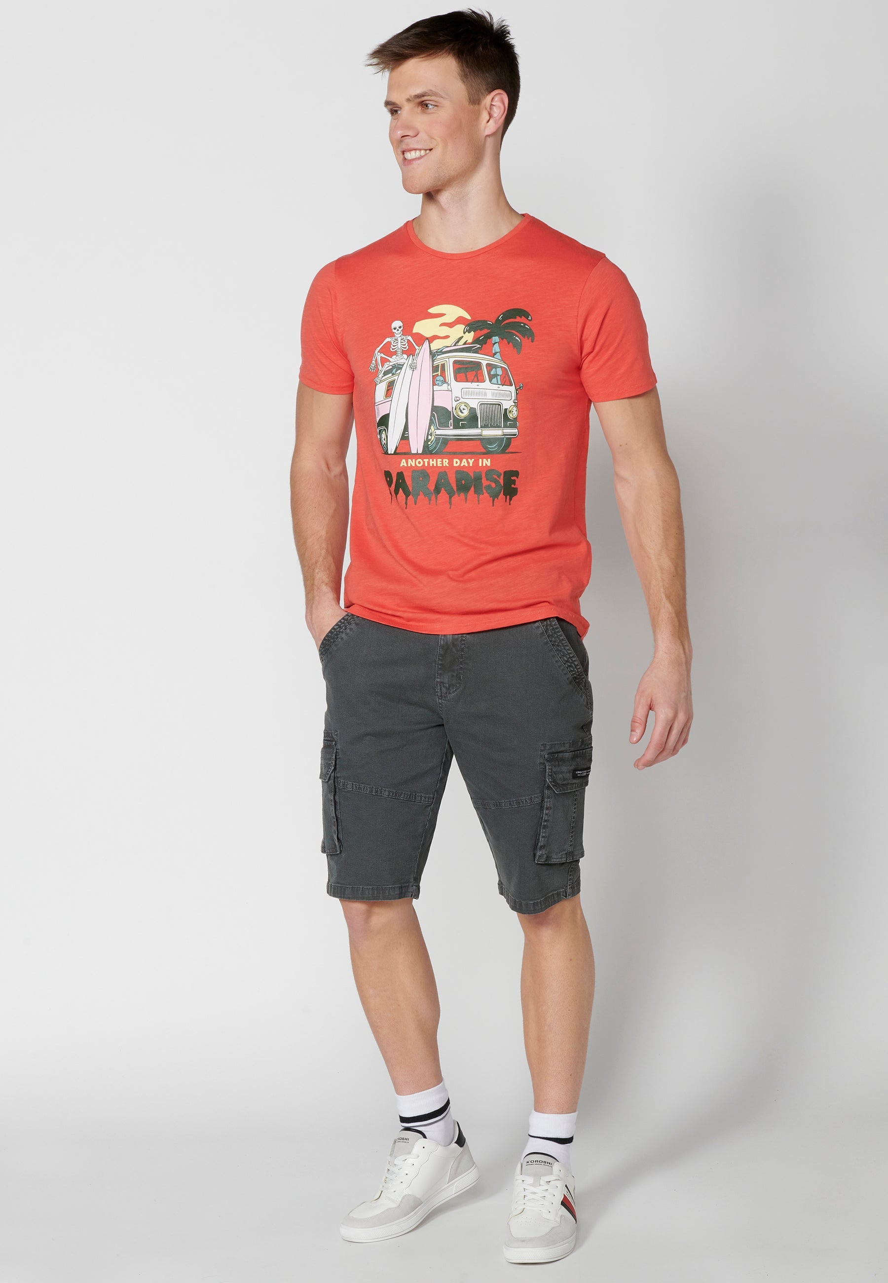 Camiseta Hombre Manga Corta Cuello Redondo Estampada – Koroshi 2311MC38