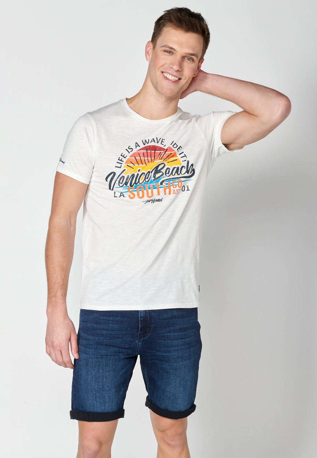 Camiseta Hombre Manga Corta Cuello Redondo Estampada – Koroshi 2311MC39