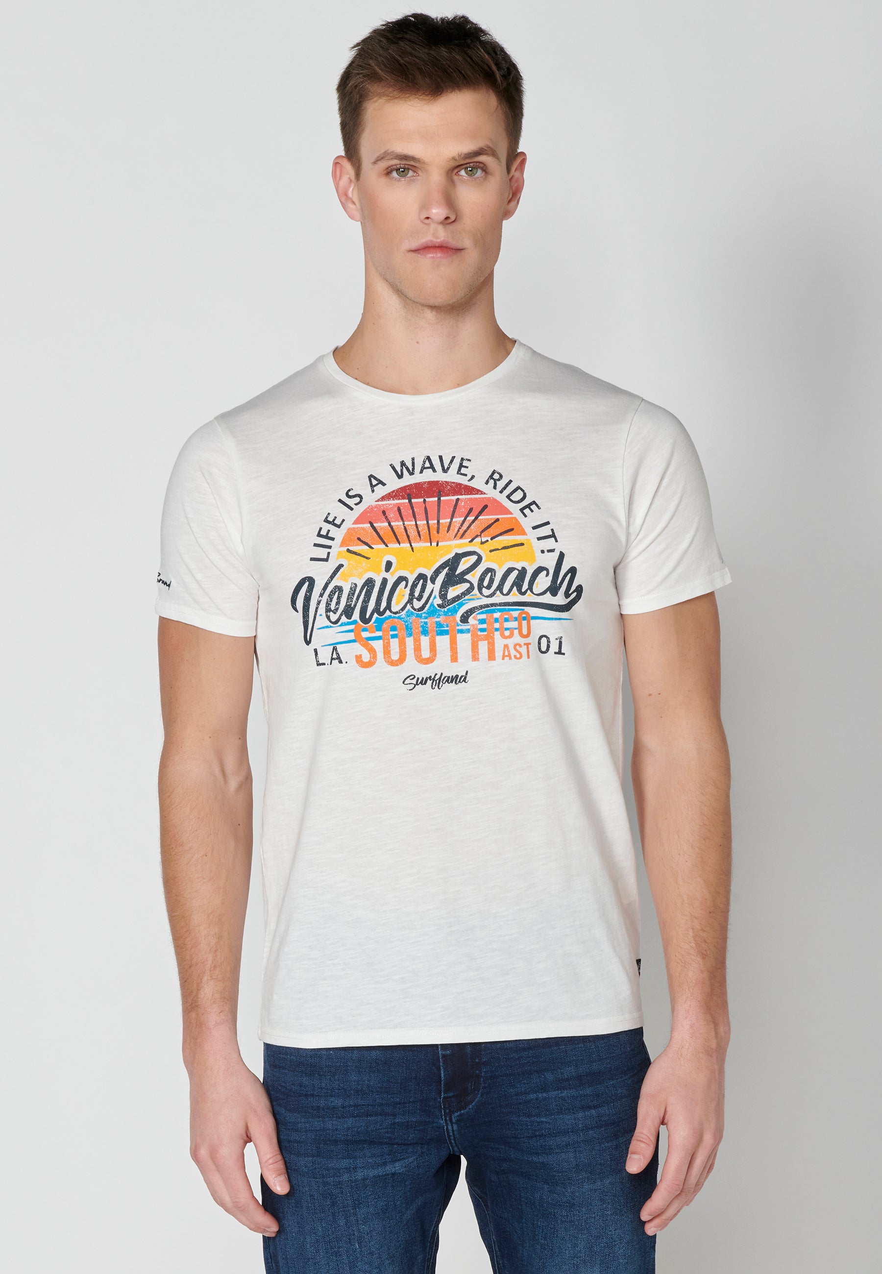Camiseta Hombre Manga Corta Cuello Redondo Estampada – Koroshi 2311MC39