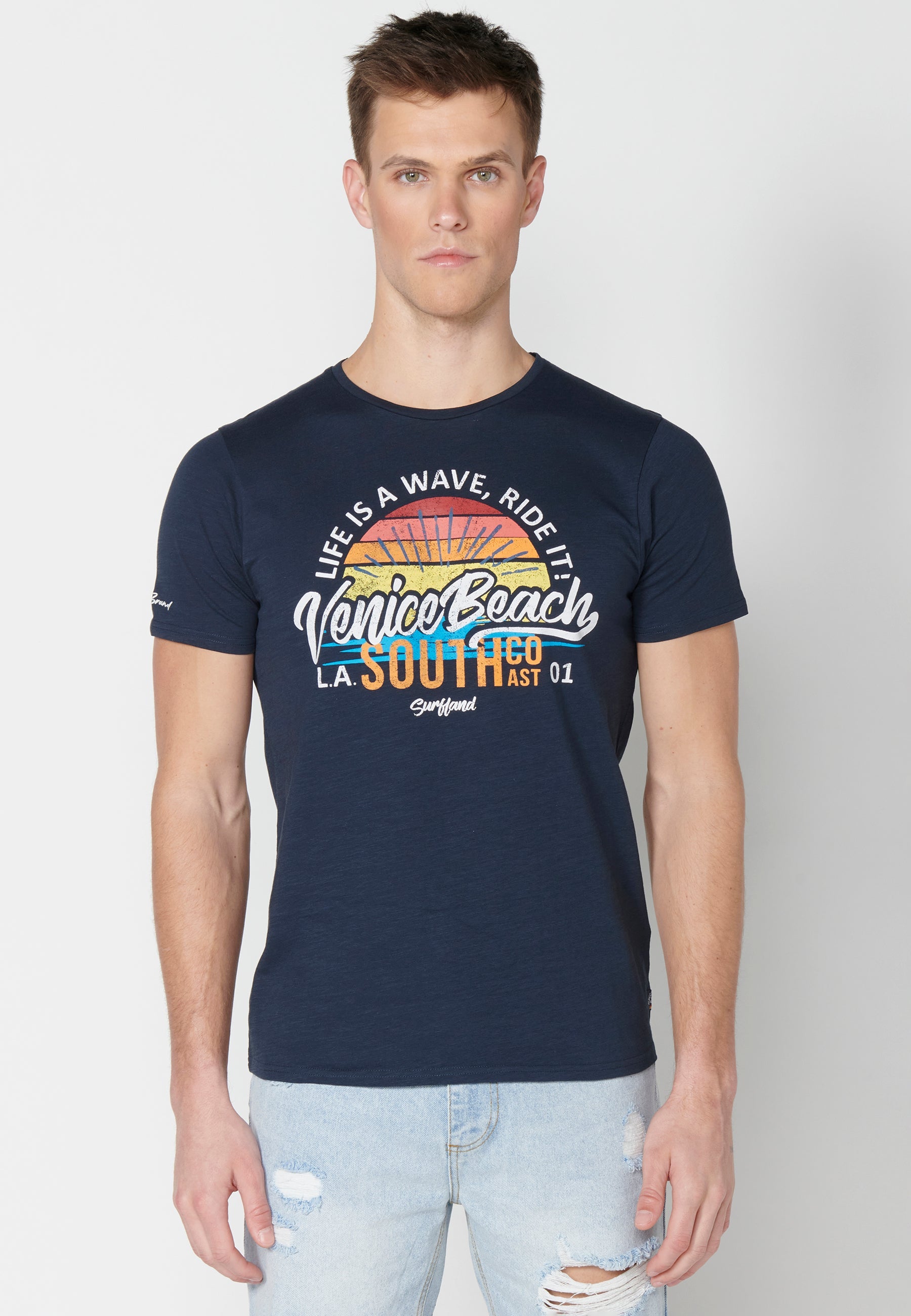 Camiseta Hombre Manga Corta Cuello Redondo Estampada – Koroshi 2311MC39