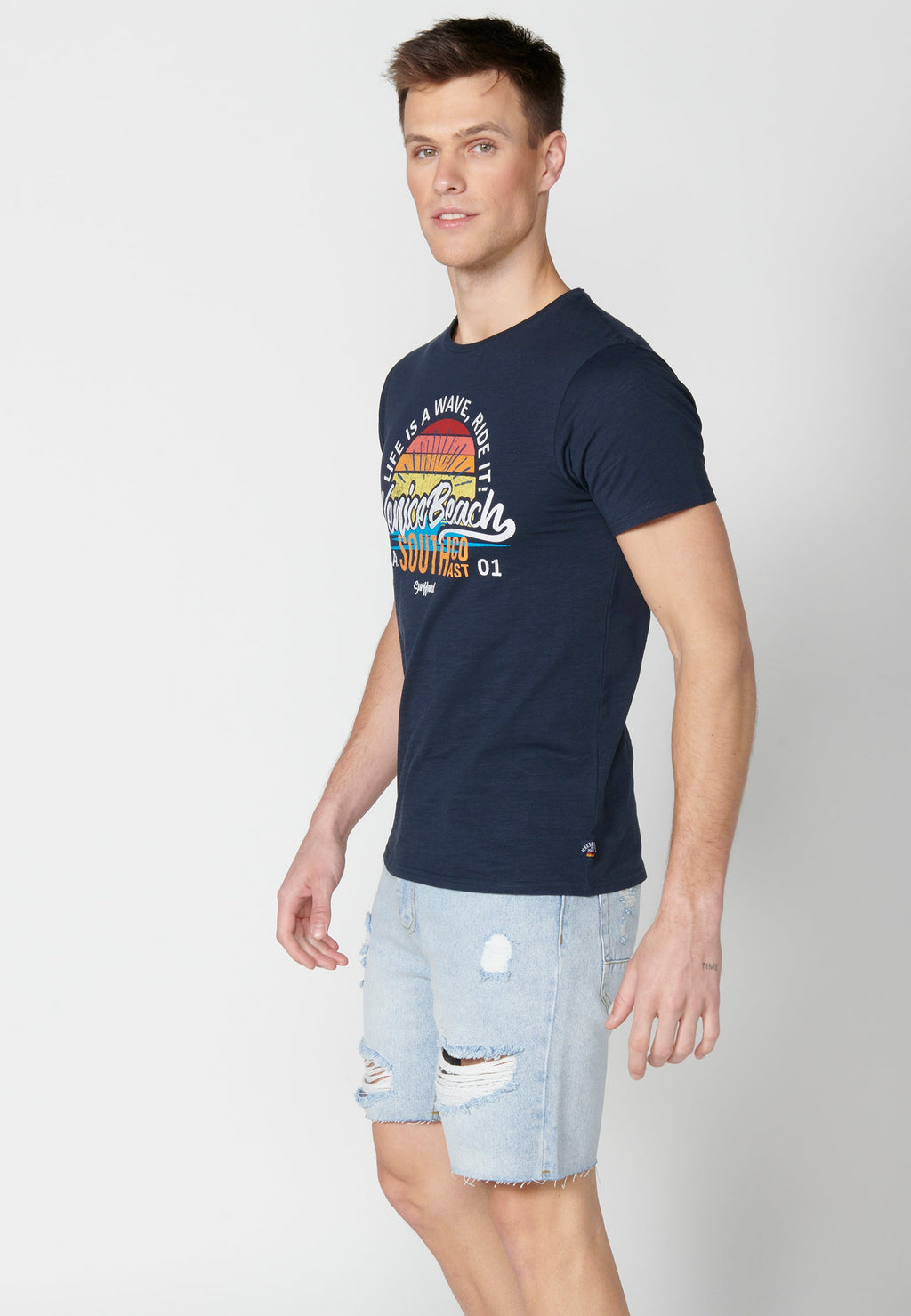 Camiseta Hombre Manga Corta Cuello Redondo Estampada – Koroshi 2311MC39