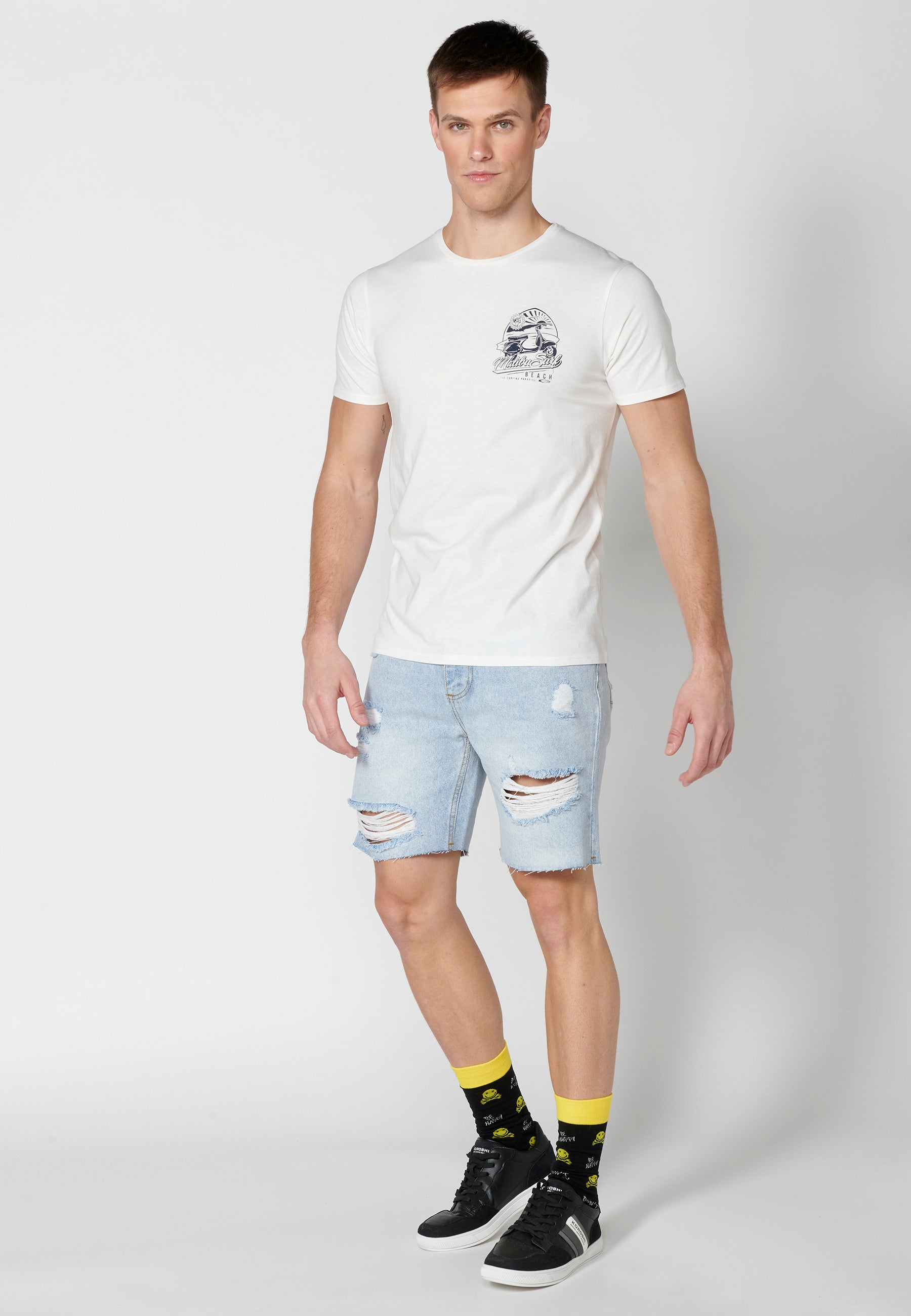 Camiseta Hombre Manga Corta Cuello Redondo Estampada – Koroshi 2311MC42