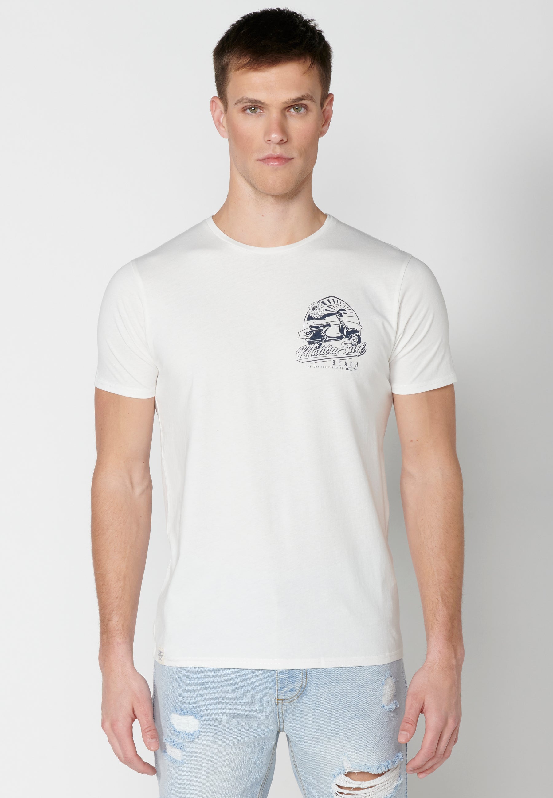 Camiseta Hombre Manga Corta Cuello Redondo Estampada – Koroshi 2311MC42