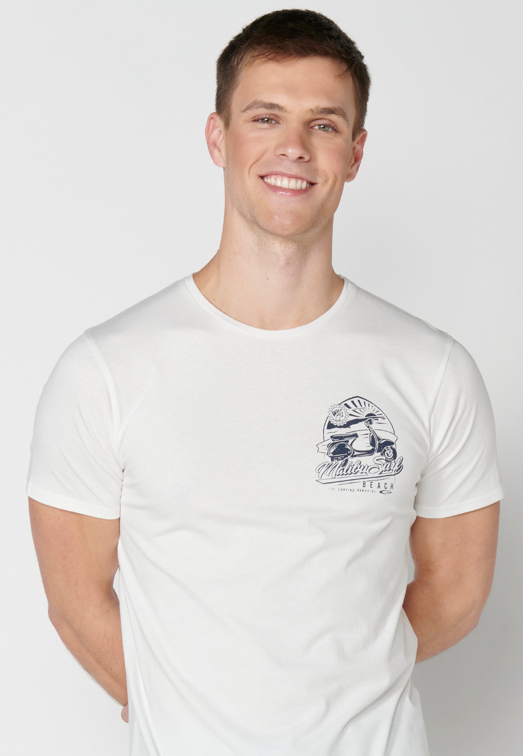 Camiseta Hombre Manga Corta Cuello Redondo Estampada – Koroshi 2311MC42