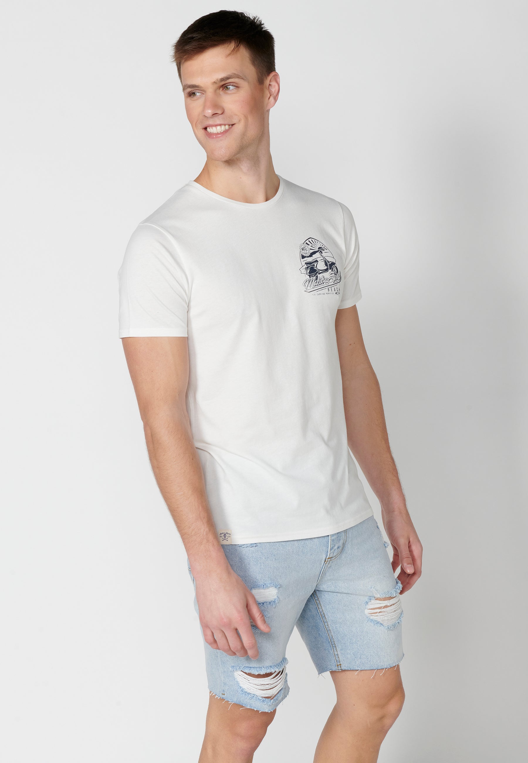 Camiseta Hombre Manga Corta Cuello Redondo Estampada – Koroshi 2311MC42