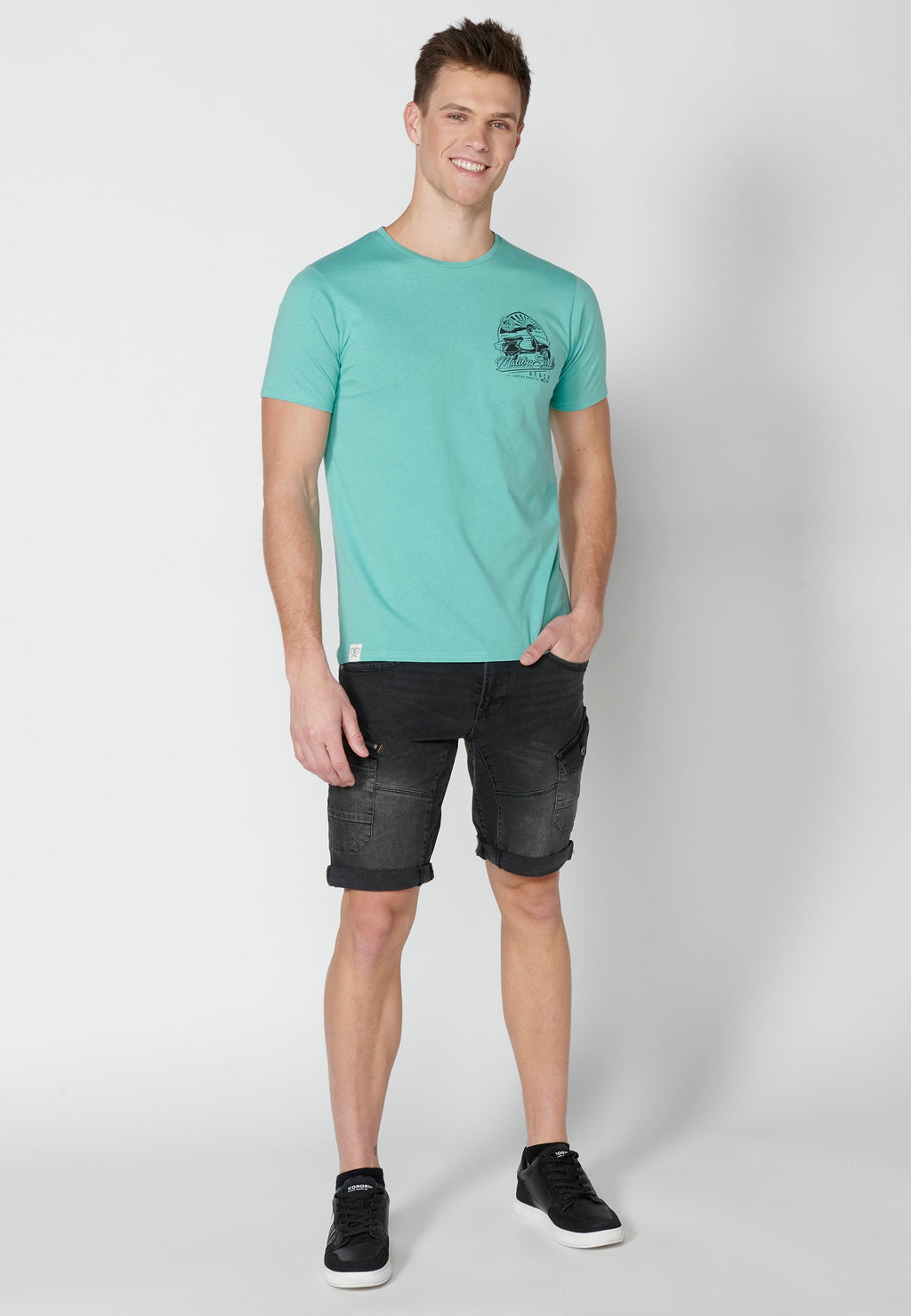 Camiseta Hombre Manga Corta Cuello Redondo Estampada – Koroshi 2311MC42
