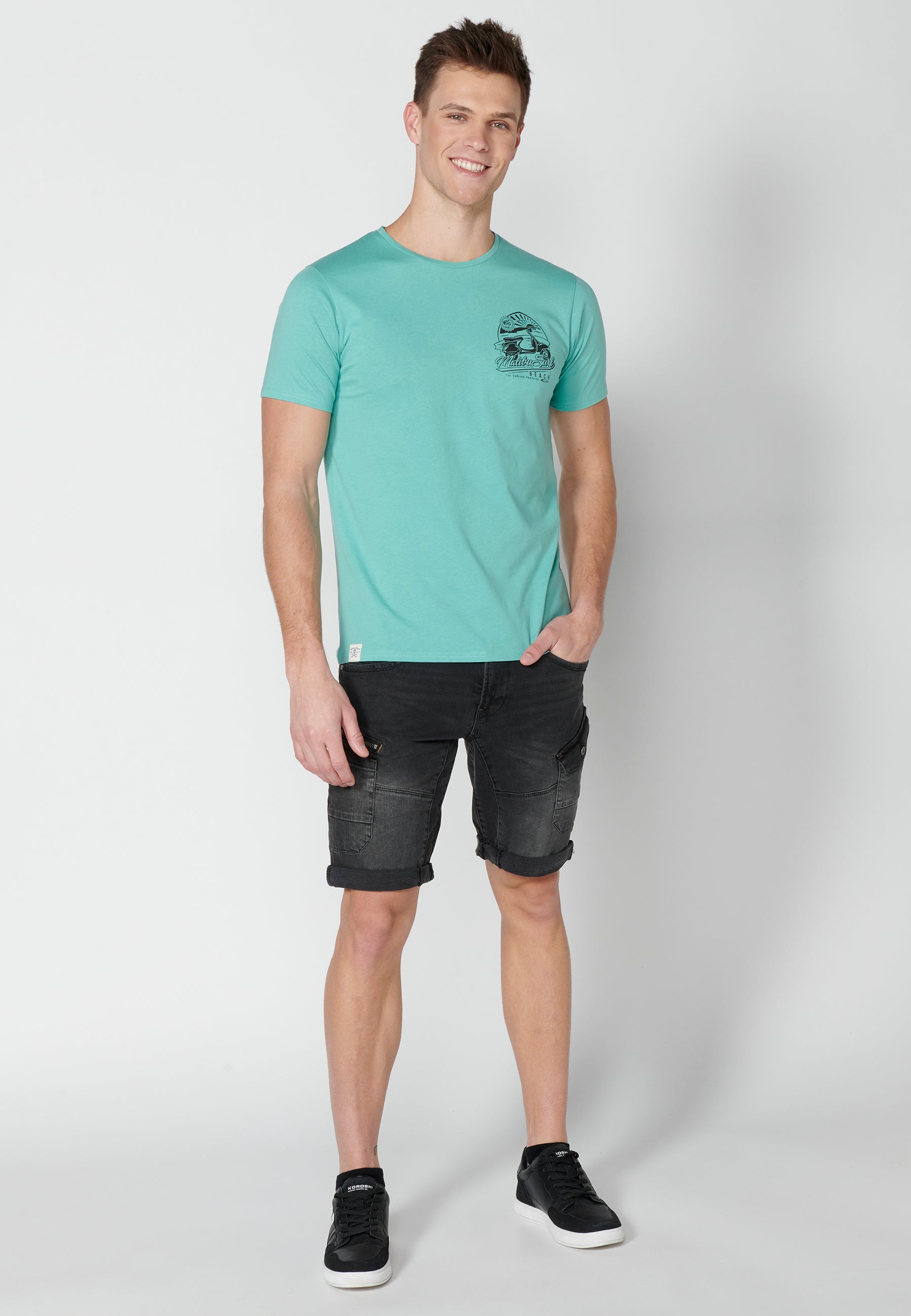 Camiseta Hombre Manga Corta Cuello Redondo Estampada – Koroshi 2311MC42