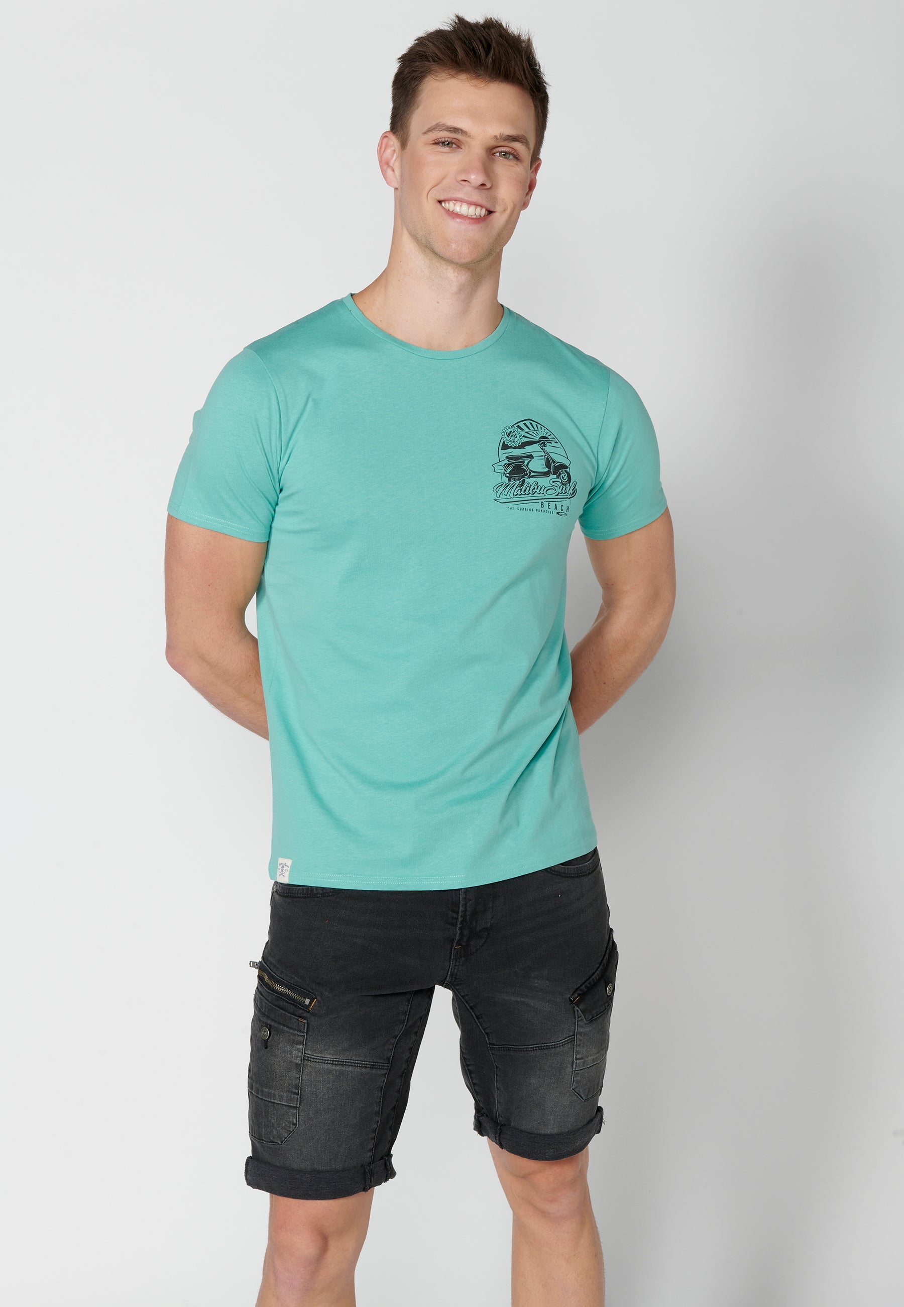 Camiseta Hombre Manga Corta Cuello Redondo Estampada – Koroshi 2311MC42