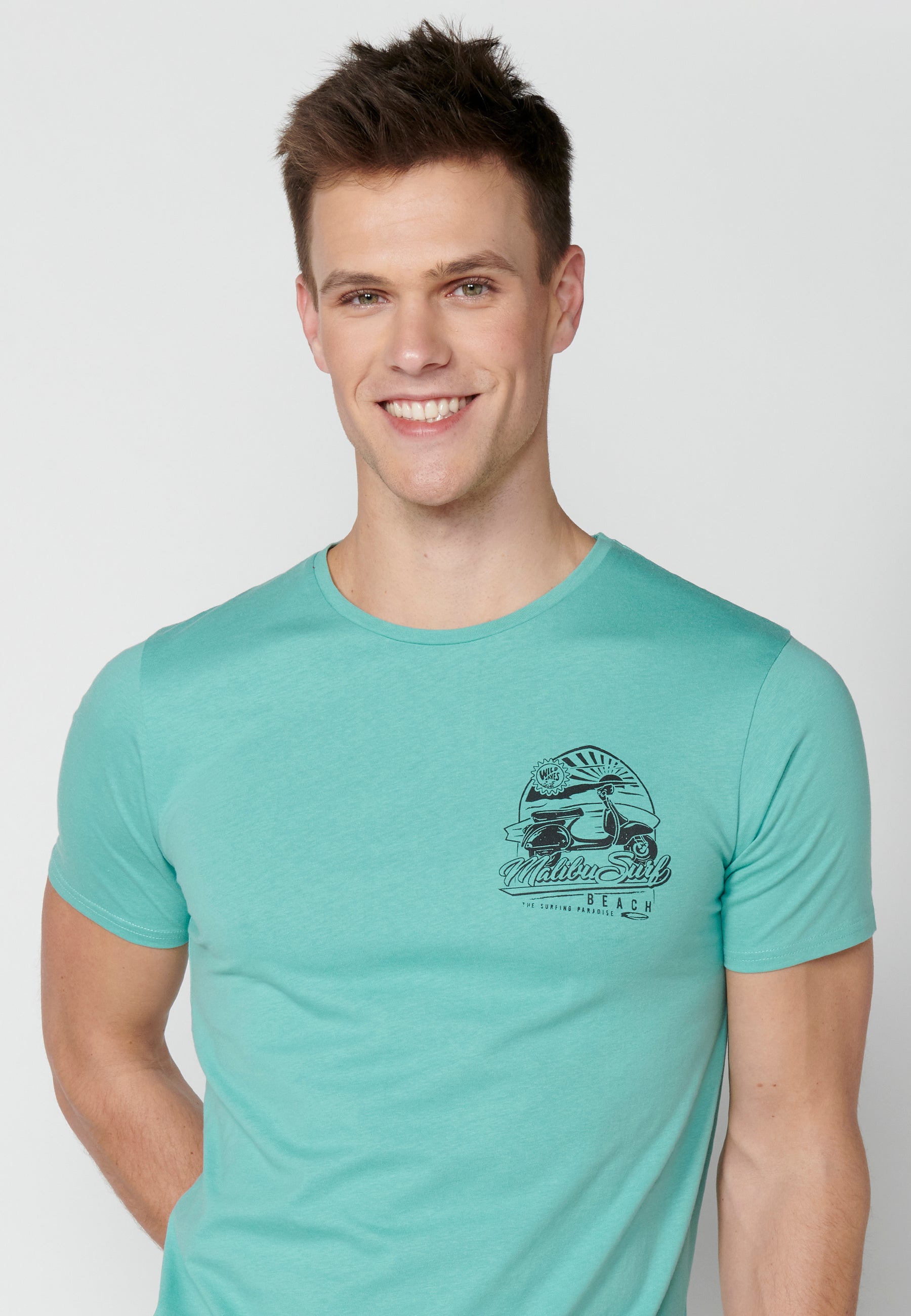 Camiseta Hombre Manga Corta Cuello Redondo Estampada – Koroshi 2311MC42