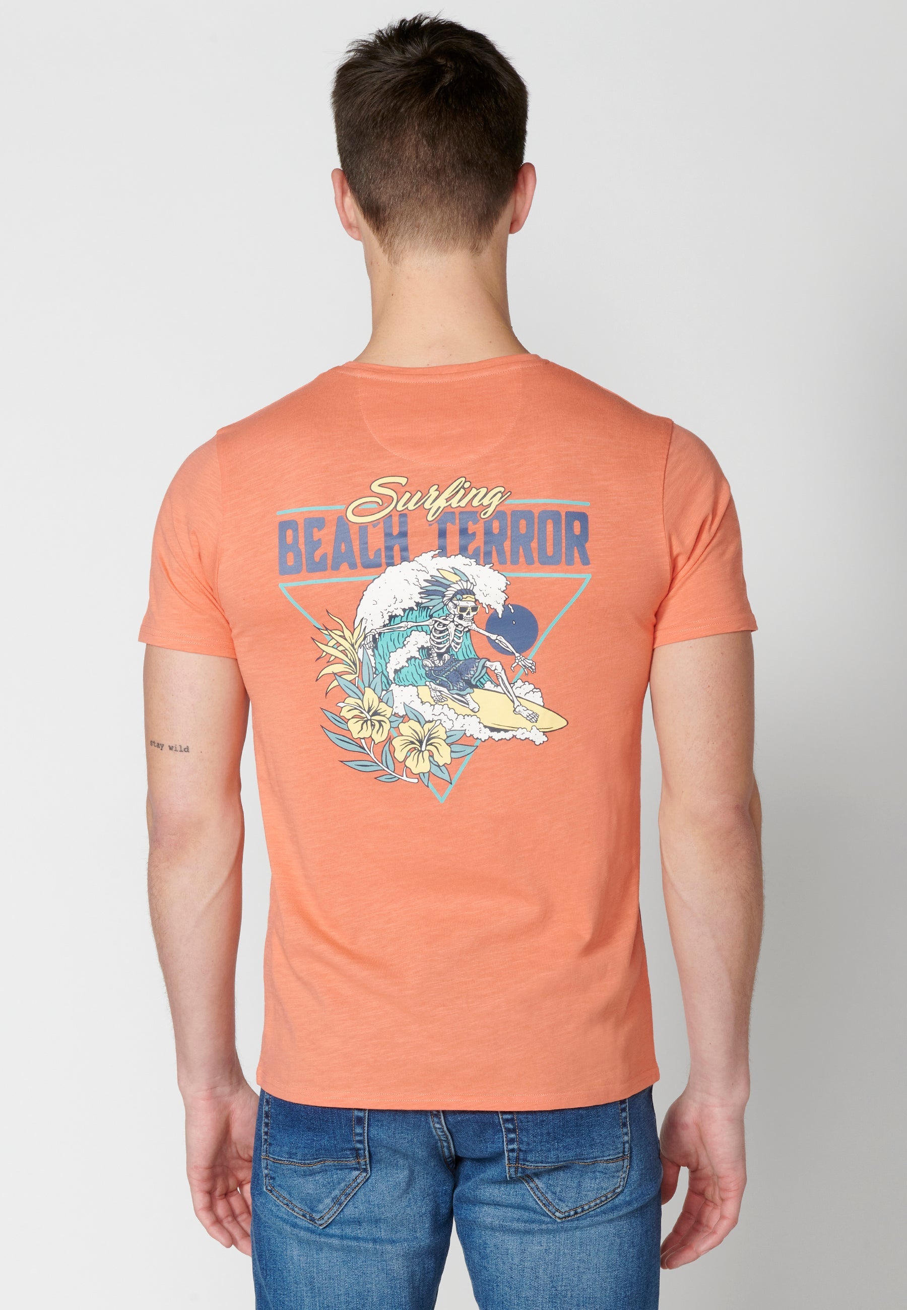 Camiseta Hombre Manga Corta Cuello Redondo Bolsillo Estampado – Koroshi 2311MC46