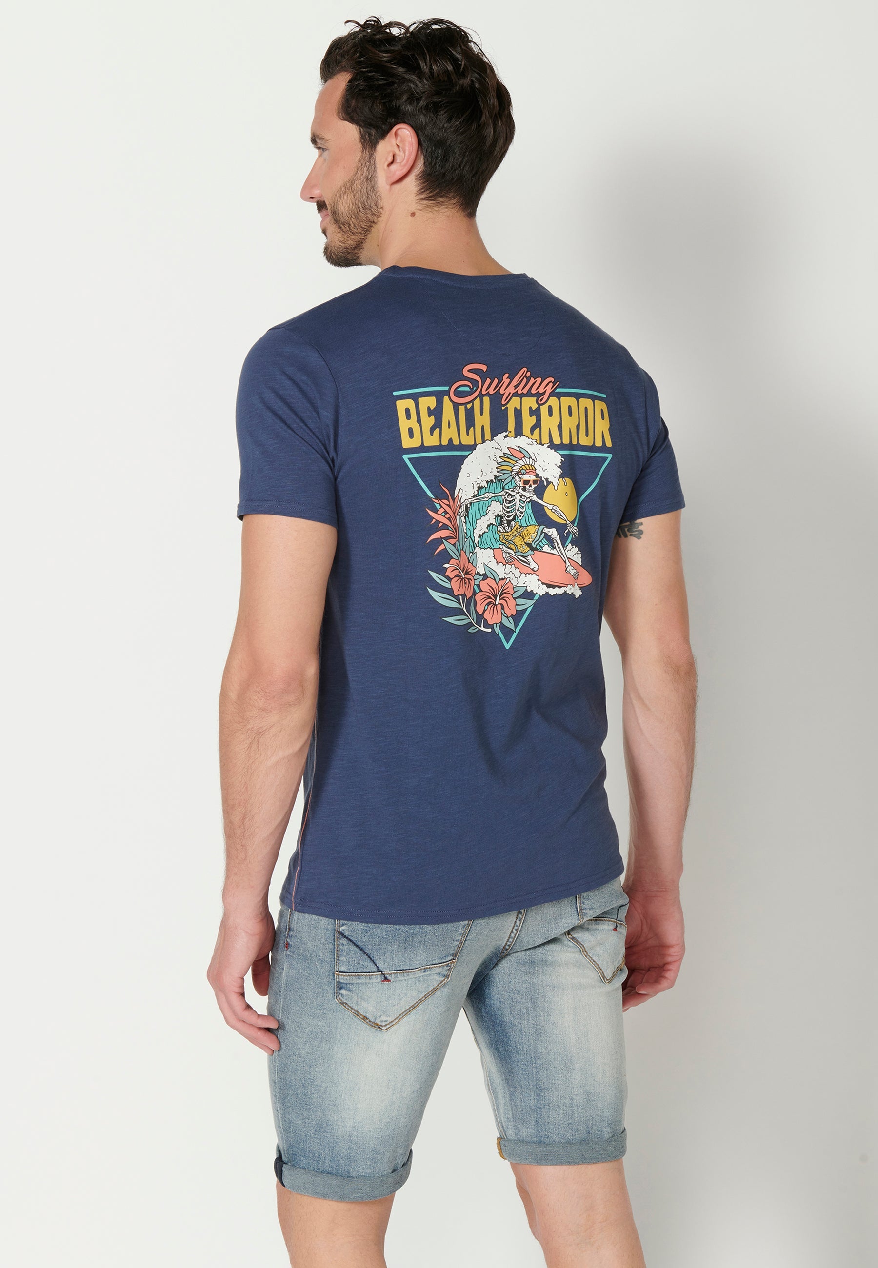 Camiseta Hombre Manga Corta Cuello Redondo Bolsillo Estampado – Koroshi 2311MC46
