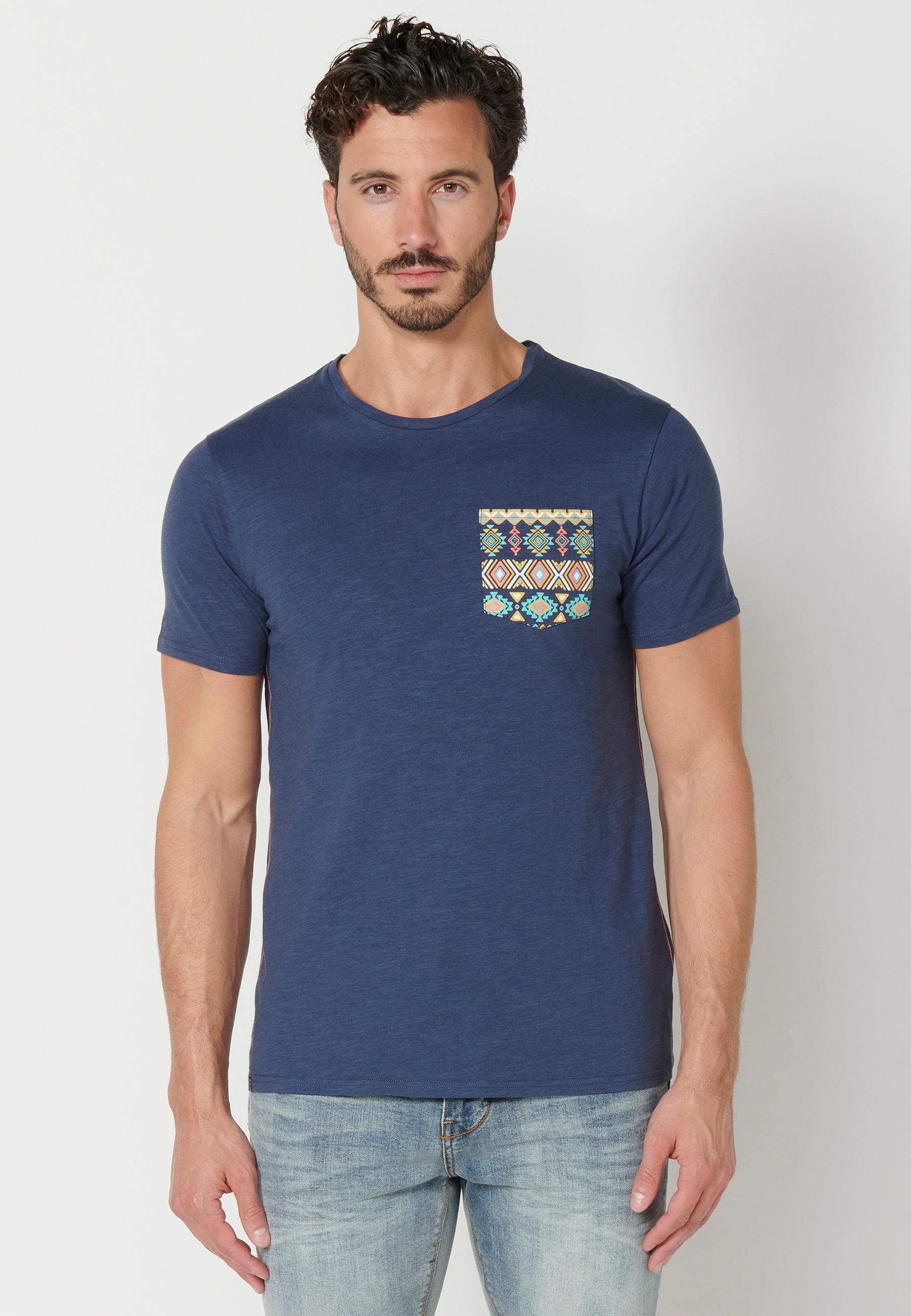 Camiseta Hombre Manga Corta Cuello Redondo Bolsillo Estampado – Koroshi 2311MC46
