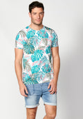 Camiseta Hombre Manga Corta Cuello Redondo Estampado Tropical – Koroshi 2311MC55