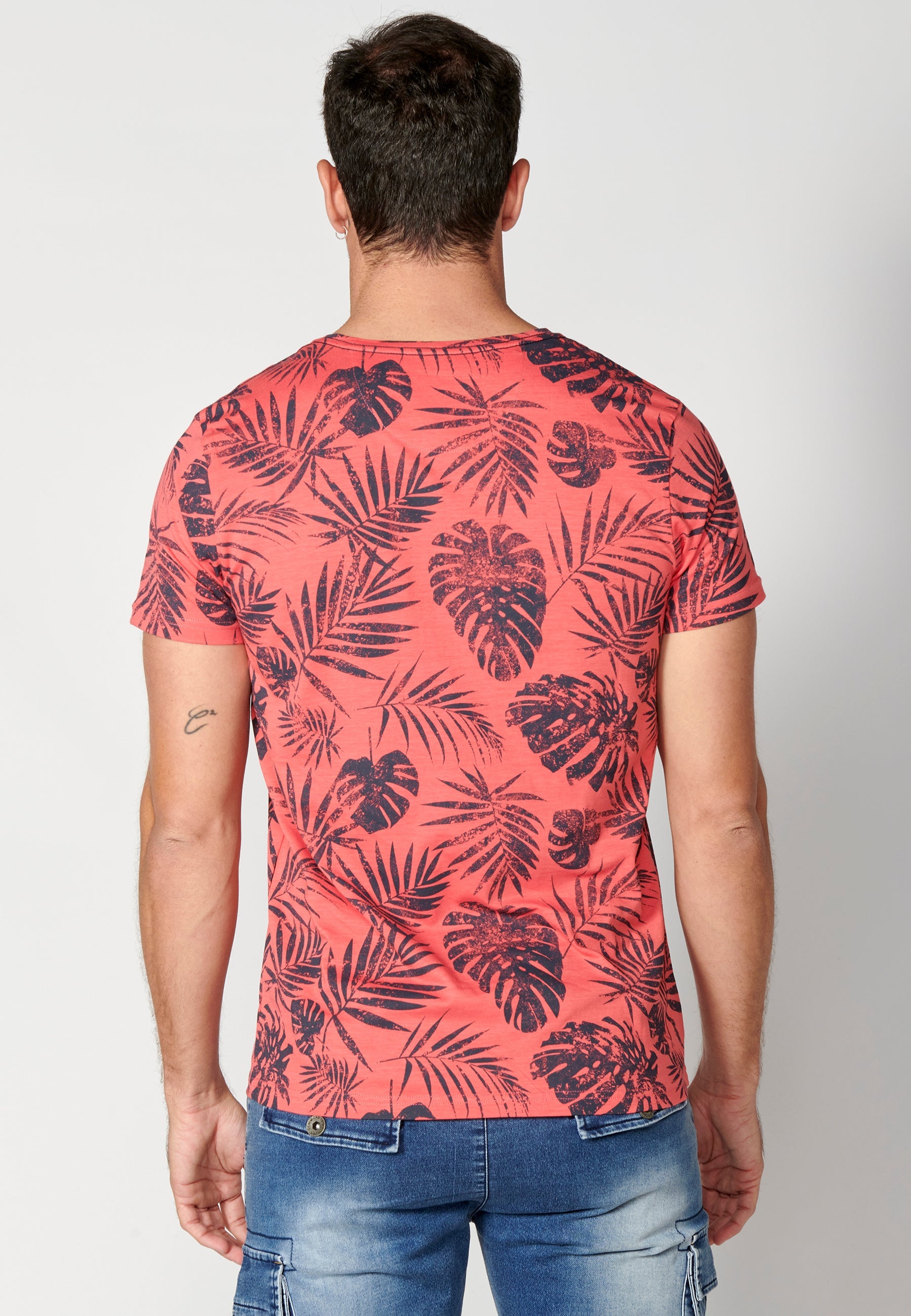 Camiseta Hombre Manga Corta Cuello Redondo Estampado Tropical – Koroshi 2311MC59