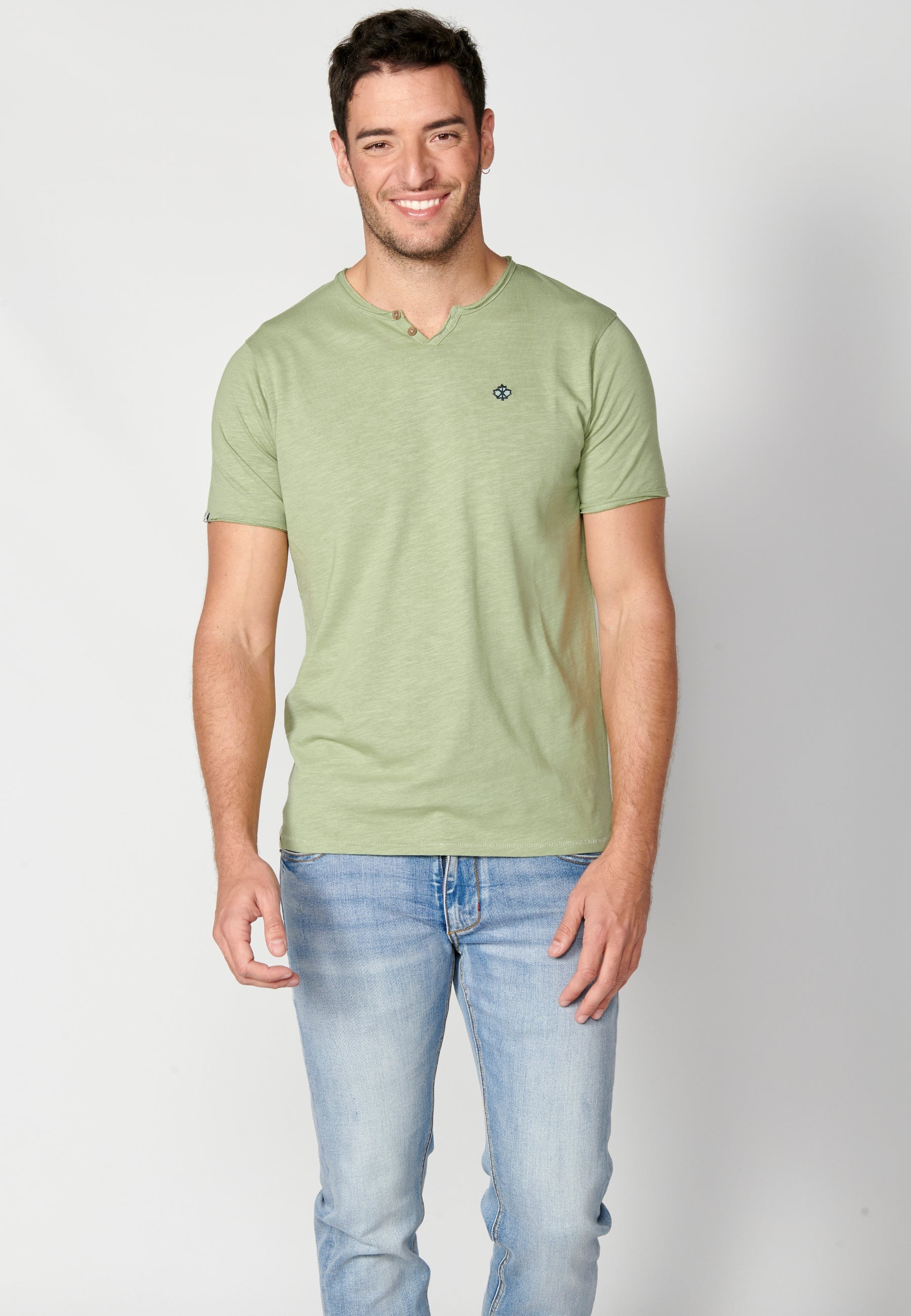 Camiseta Hombre Manga Corta Cuello con Botones – Koroshi 2311MC62