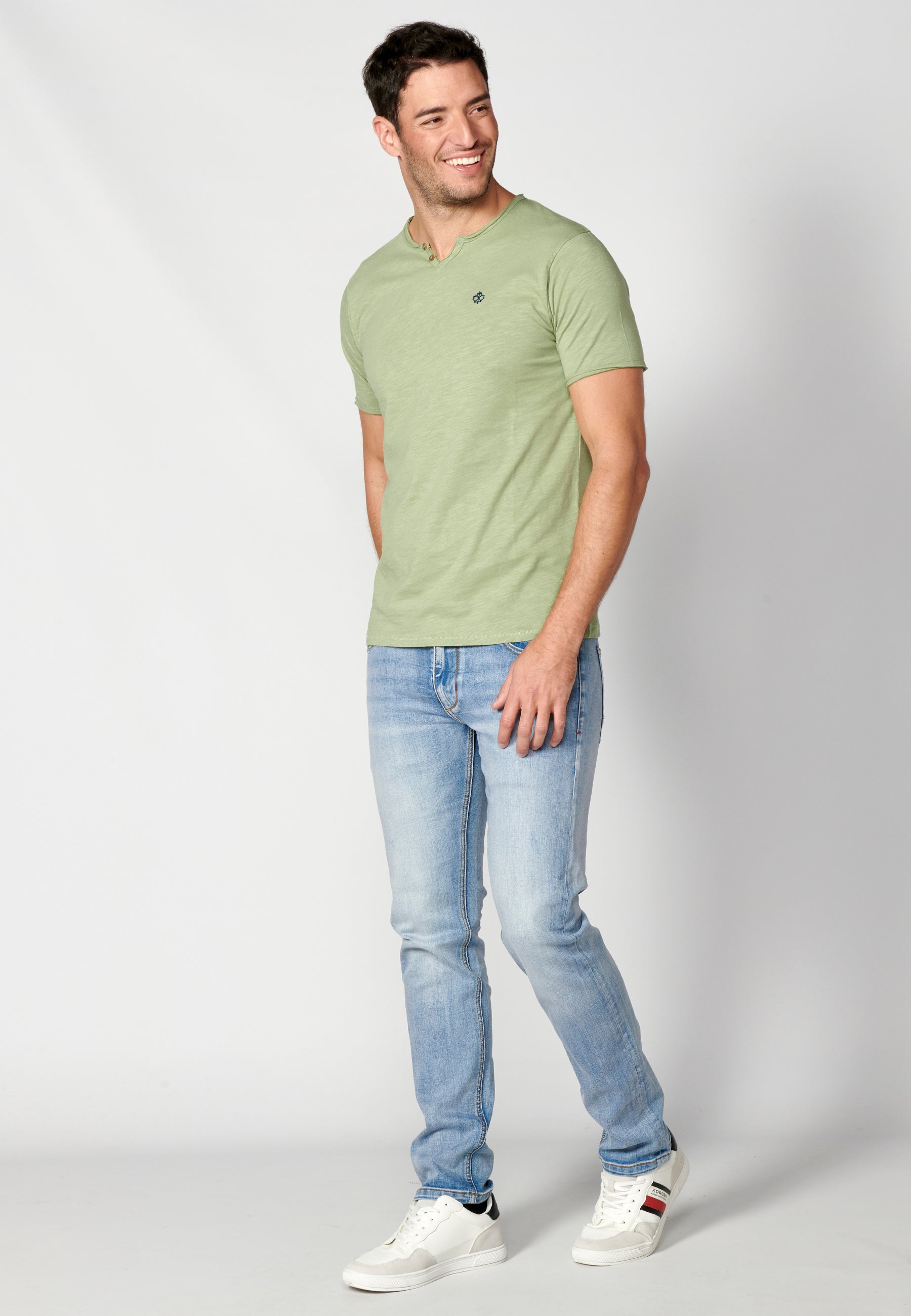 Camiseta Hombre Manga Corta Cuello con Botones – Koroshi 2311MC62