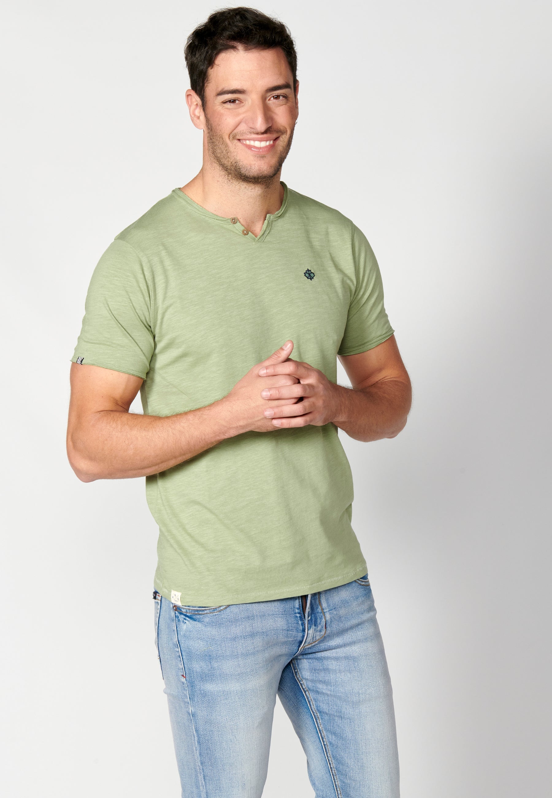 Camiseta Hombre Manga Corta Cuello con Botones – Koroshi 2311MC62