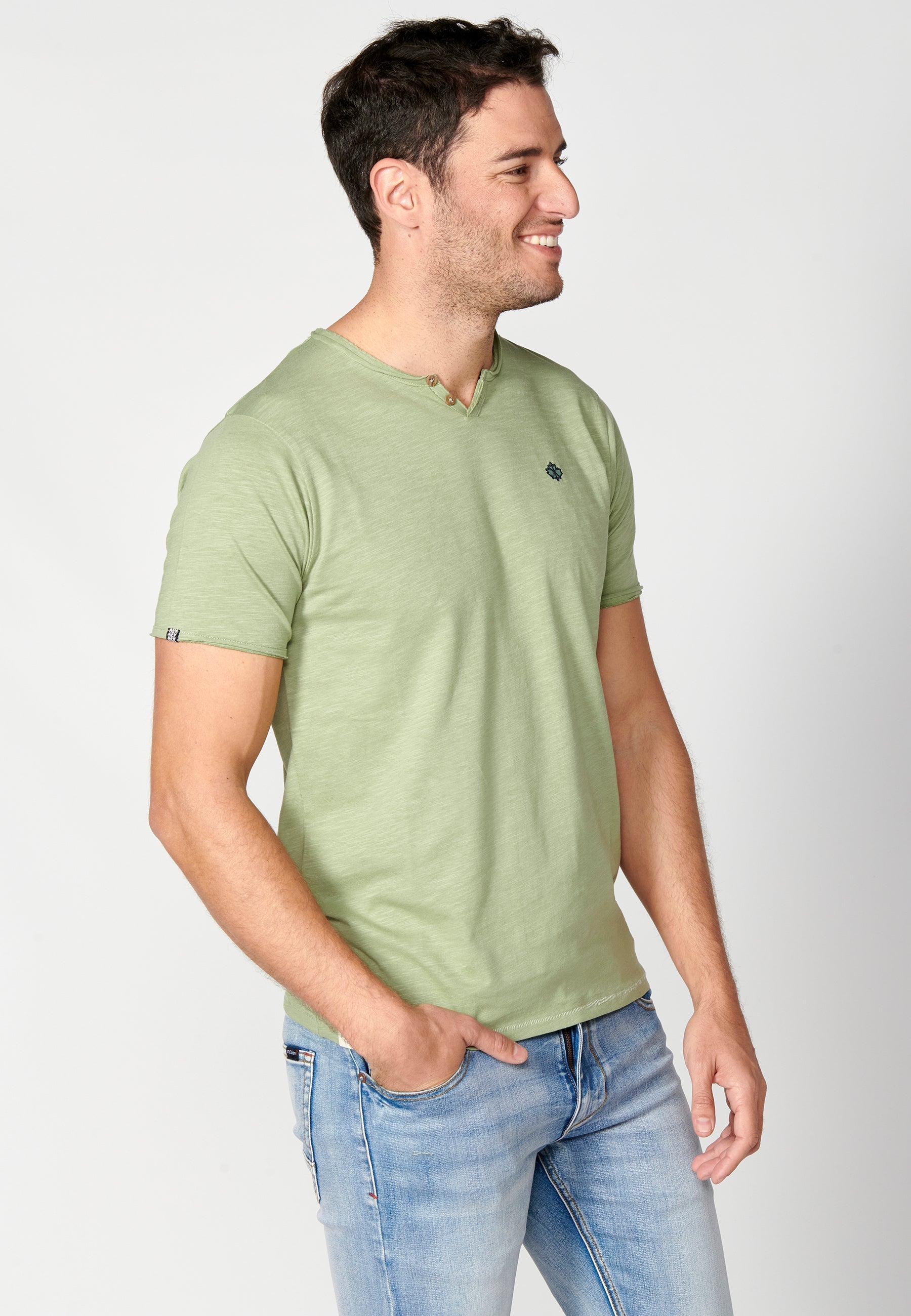 Camiseta Hombre Manga Corta Cuello con Botones – Koroshi 2311MC62