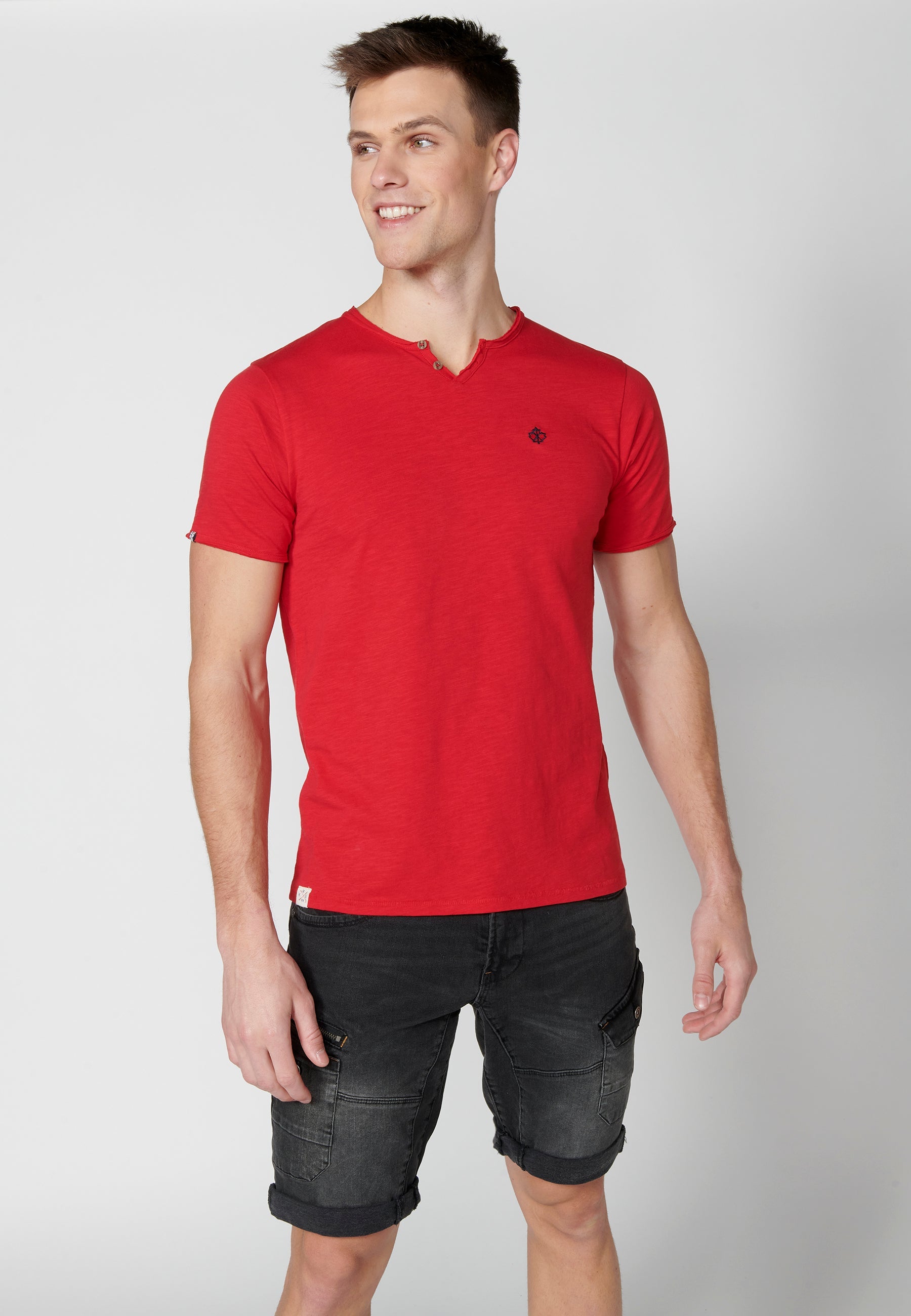 Camiseta Hombre Manga Corta Cuello con Botones – Koroshi 2311MC62