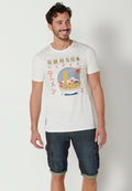 Camiseta Hombre Manga Corta Cuello Redondo Estampada – Koroshi Crudo