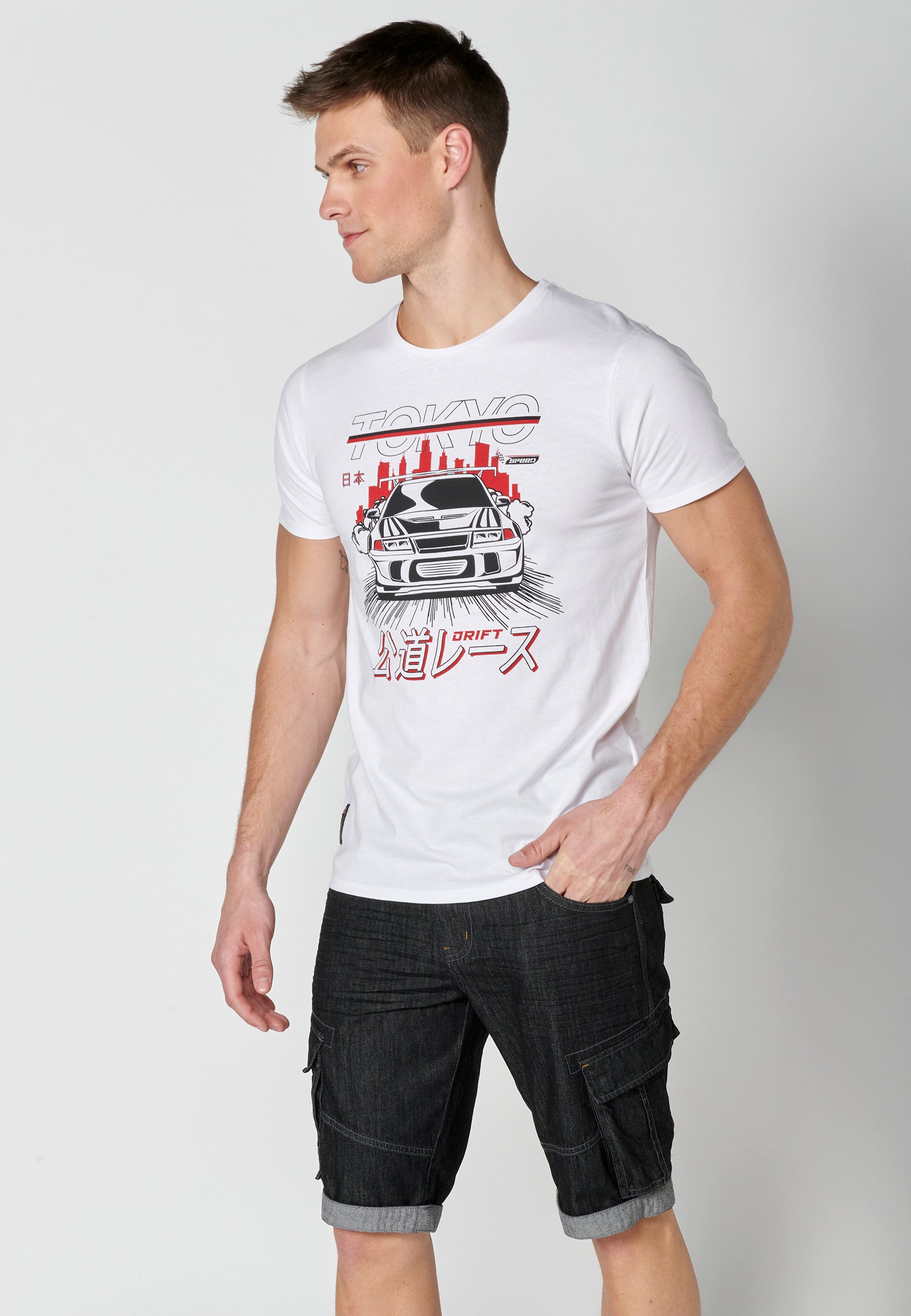 Camiseta Hombre Manga Corta Cuello Redondo Estampada – Koroshi 2311MC72