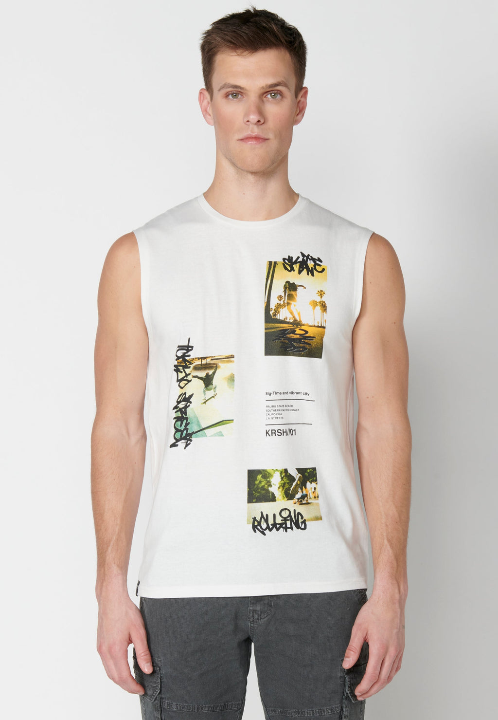 Camiseta Sin Mangas Hombre Estampada – Koroshi Crudo