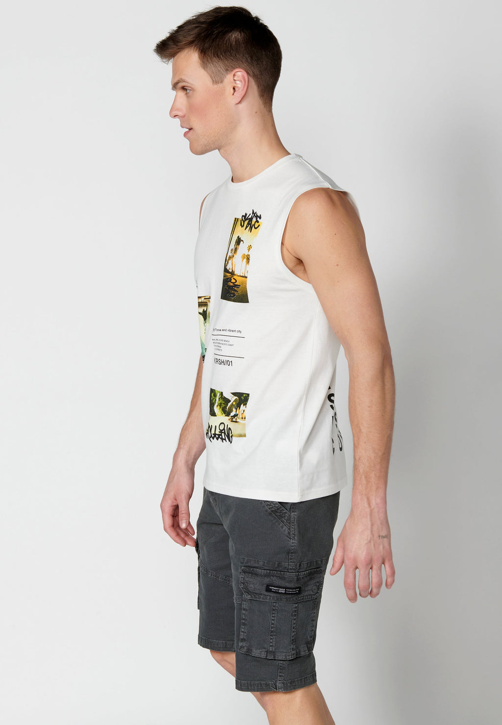 Camiseta Sin Mangas Hombre Estampada – Koroshi Crudo