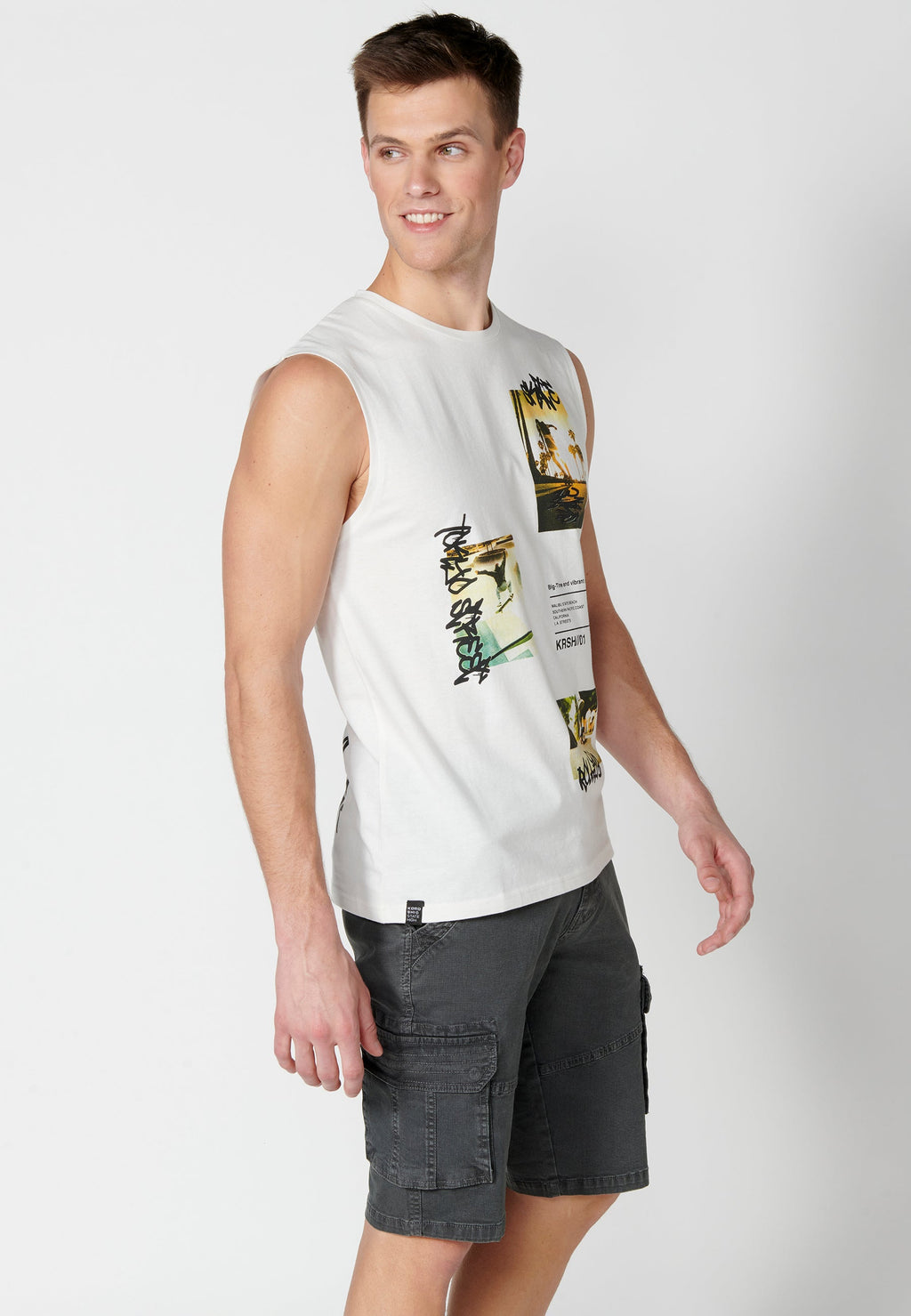 Camiseta Sin Mangas Hombre Estampada – Koroshi Crudo
