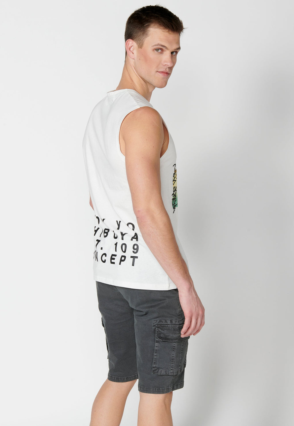 Camiseta Sin Mangas Hombre Estampada – Koroshi Crudo