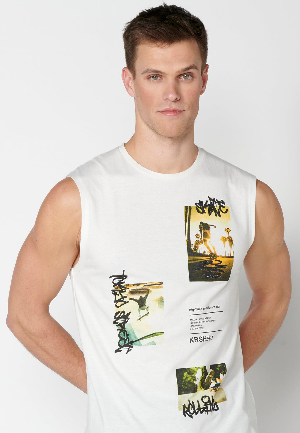 Camiseta Sin Mangas Hombre Estampada – Koroshi Crudo
