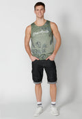 Camiseta Sin Mangas Hombre Estampado Tropical – Koroshi Kaki