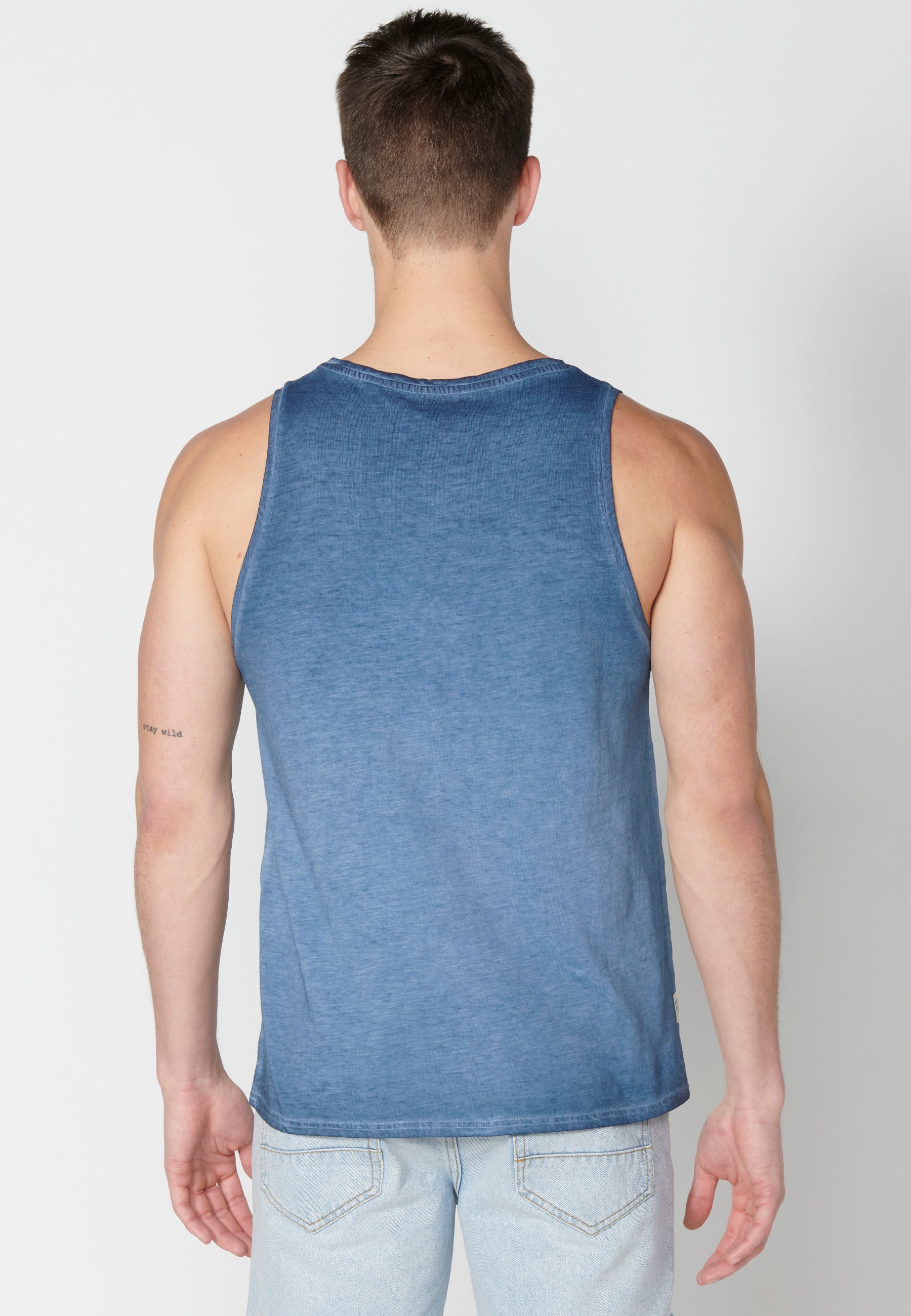 Camiseta Sin Mangas Hombre Degradado Estampada – Koroshi Índigo